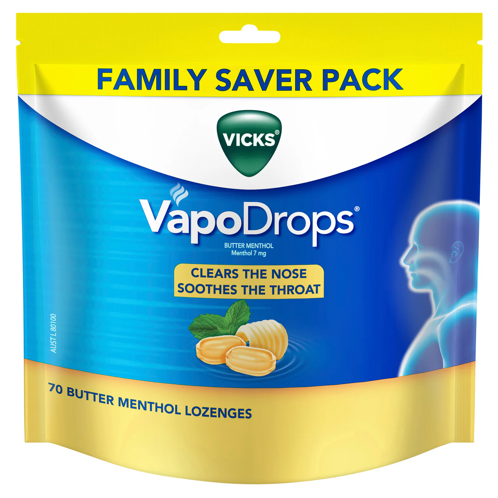 Vicks VapoDrops Butter Menthol 70 pack