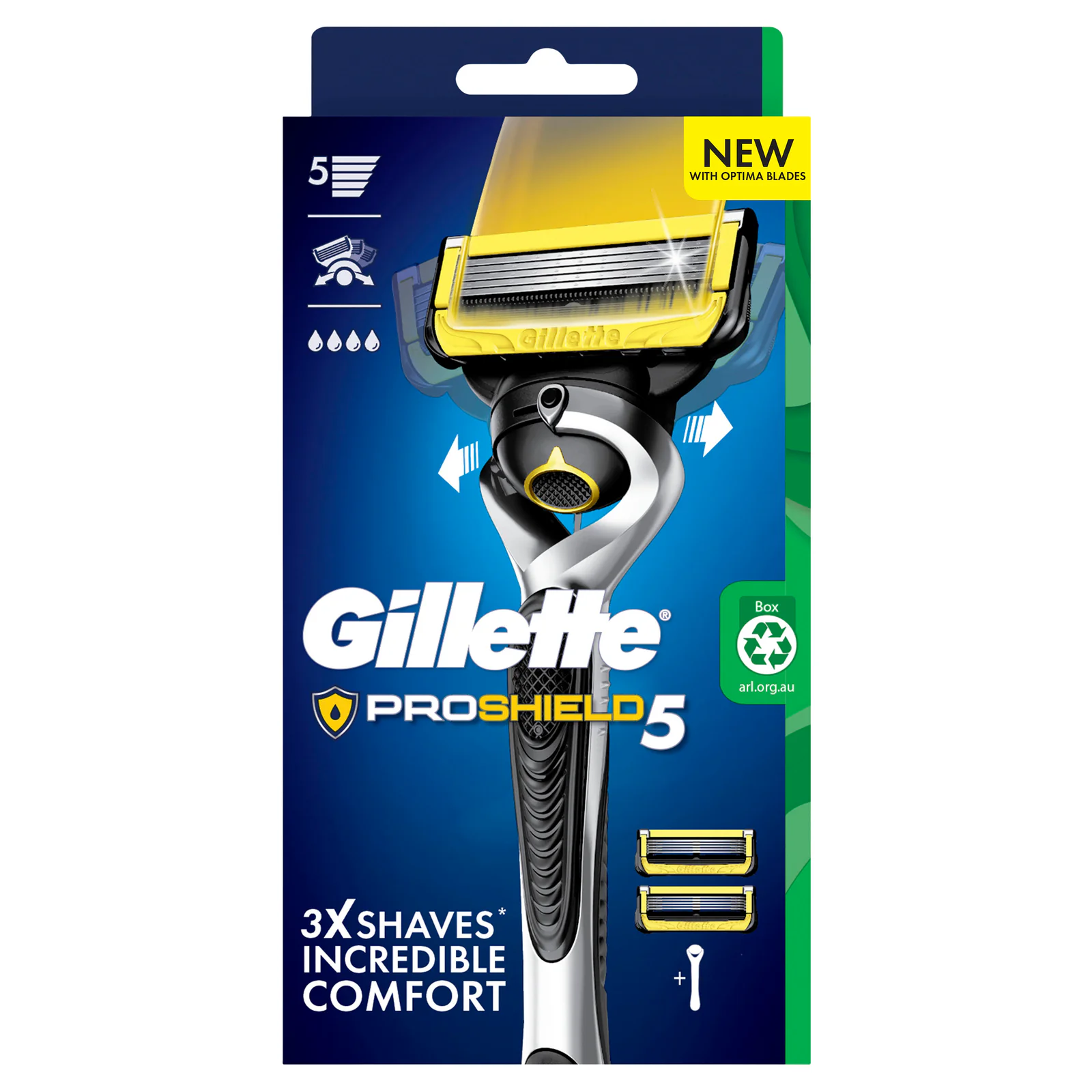 Gillette Fusion ProShield FlexBall Razor Handle + 2 Cartridges