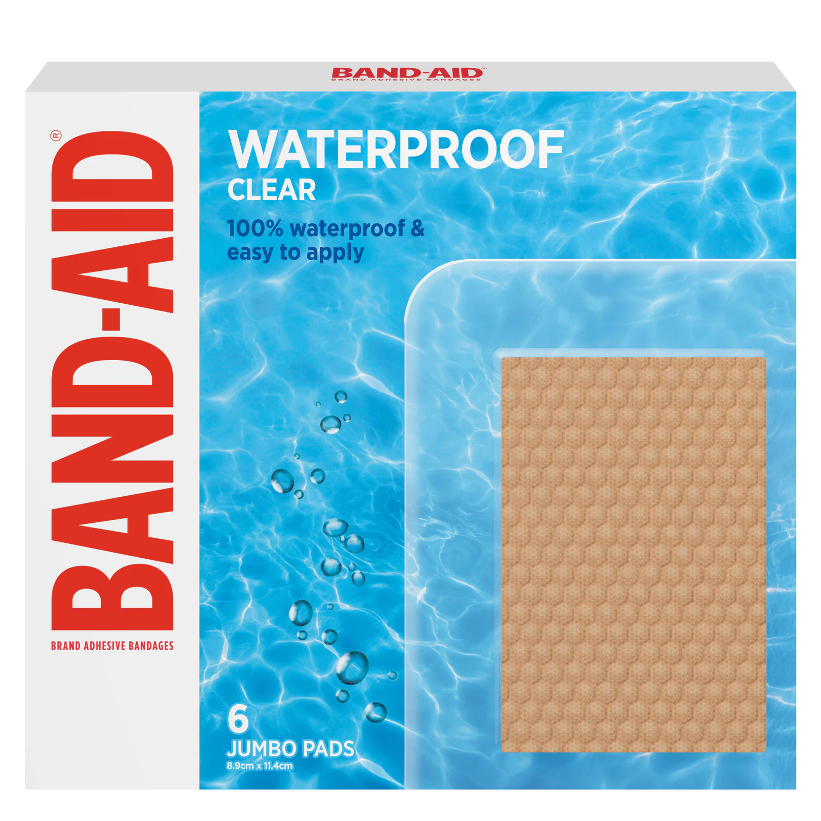 Band-Aid Waterproof Clear XL Pads 6 pack