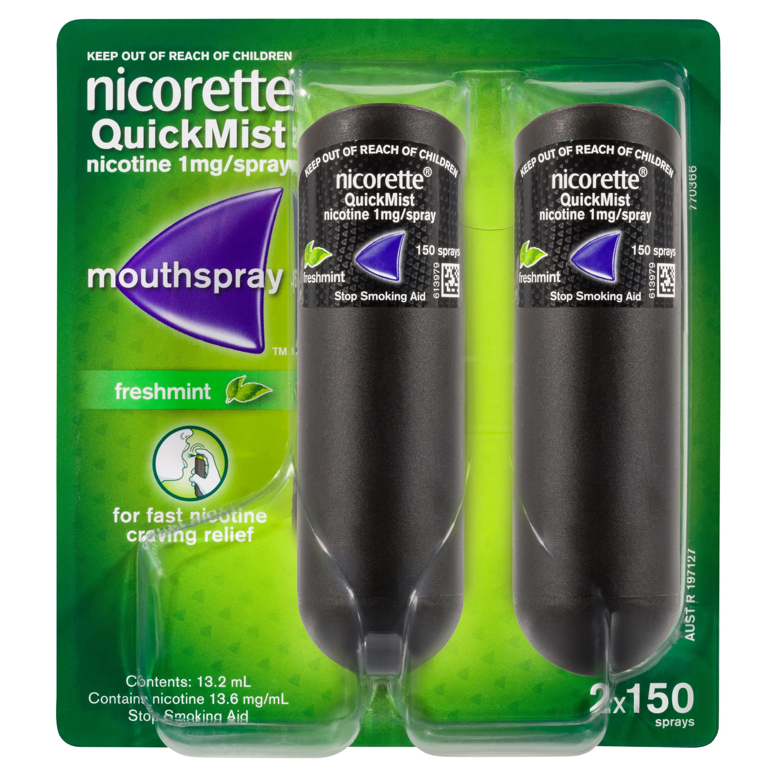 Nicorette Quick Mist Mouth Spray Freshmint 1mg 150 dose – 2 pack