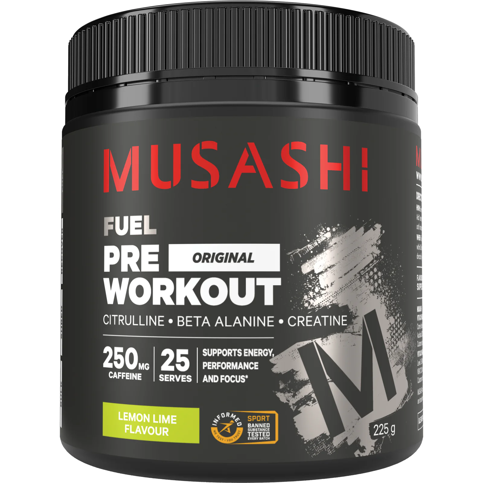 Musashi Pre Workout Lemon Lime Powder 225g