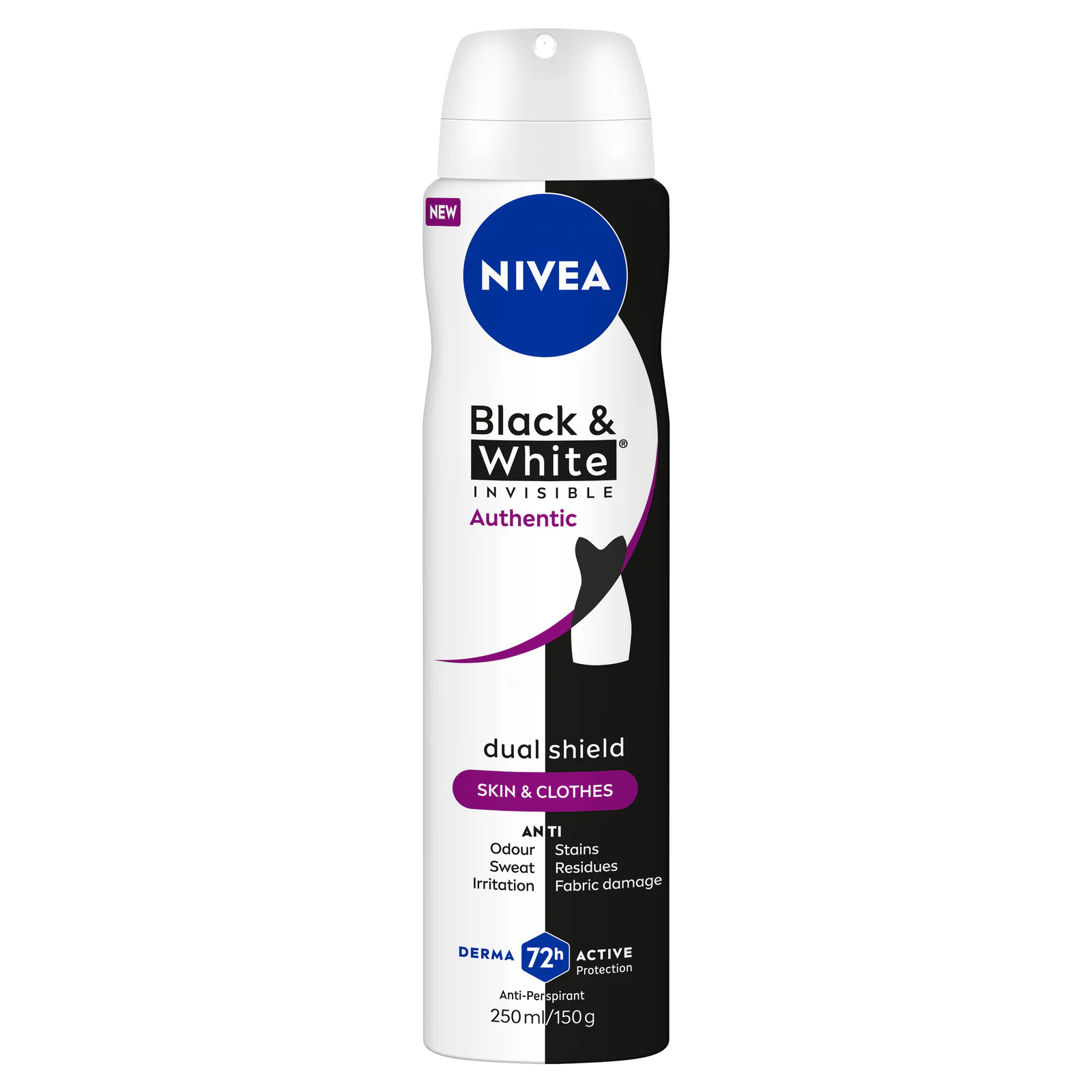 Nivea Black & White Authentic 72H Antiperspirant Aerosol 250ml