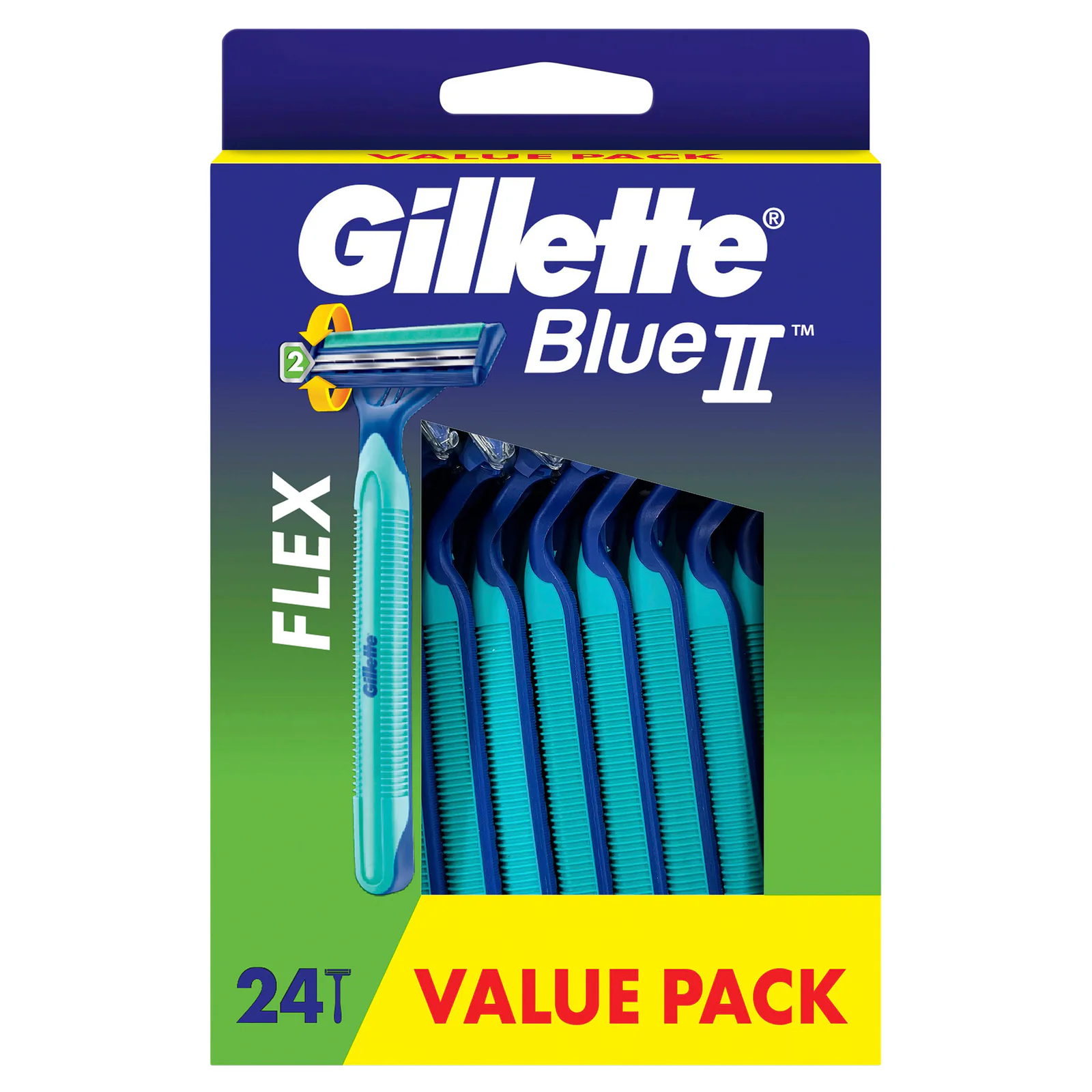 Gillette Blue 2 Flex Disposable Razors 24 Pack