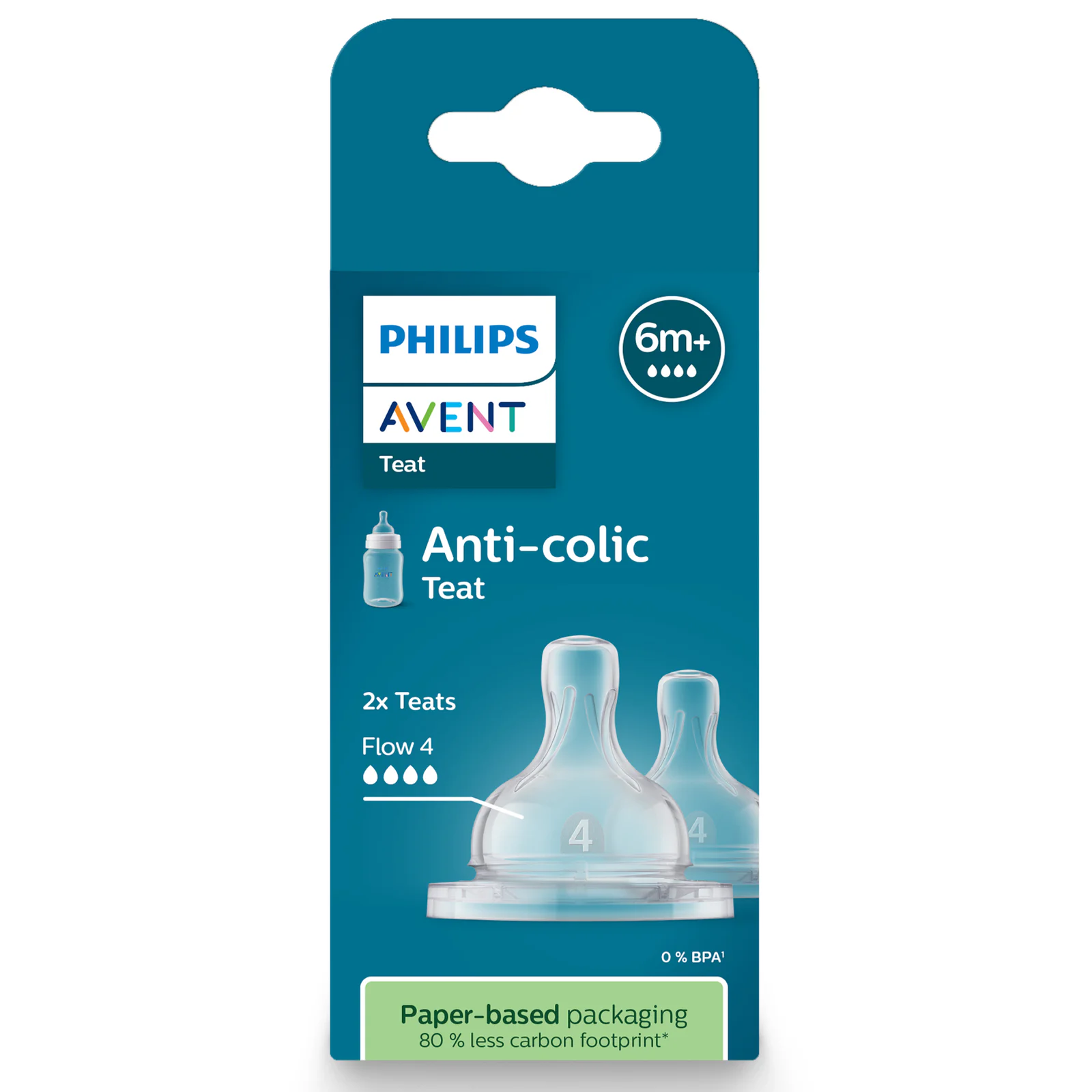 Avent Anti-Colic Silicone Teat Fast Flow 6M+ BPA Free 2 pack