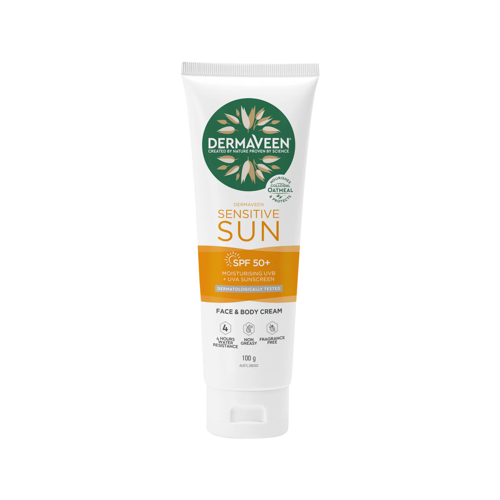 Dermaveen Daily Nourish Sun Sensitive SPF50+ Body Moisturiser 100g