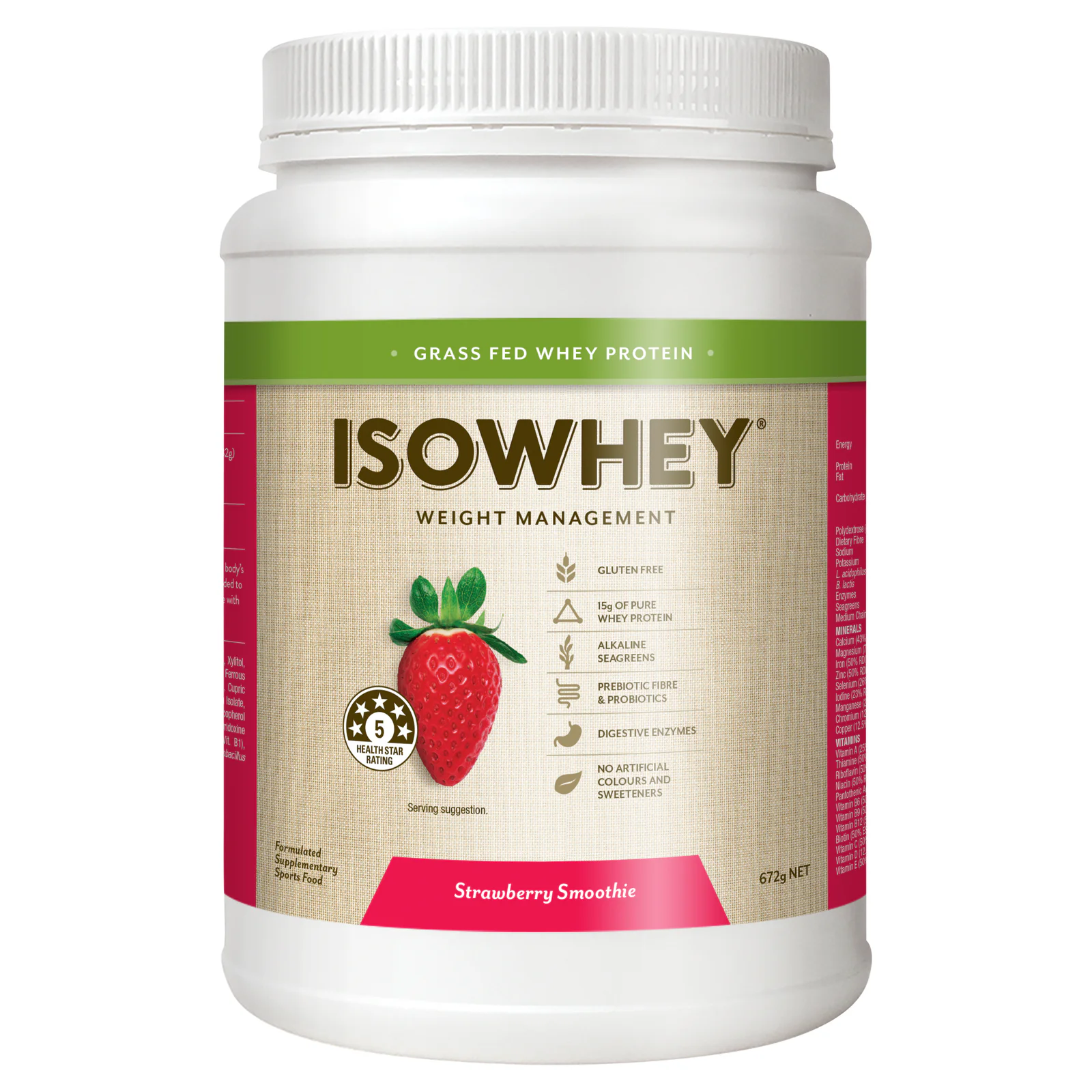 IsoWhey Strawberry Smoothie Powder 672g