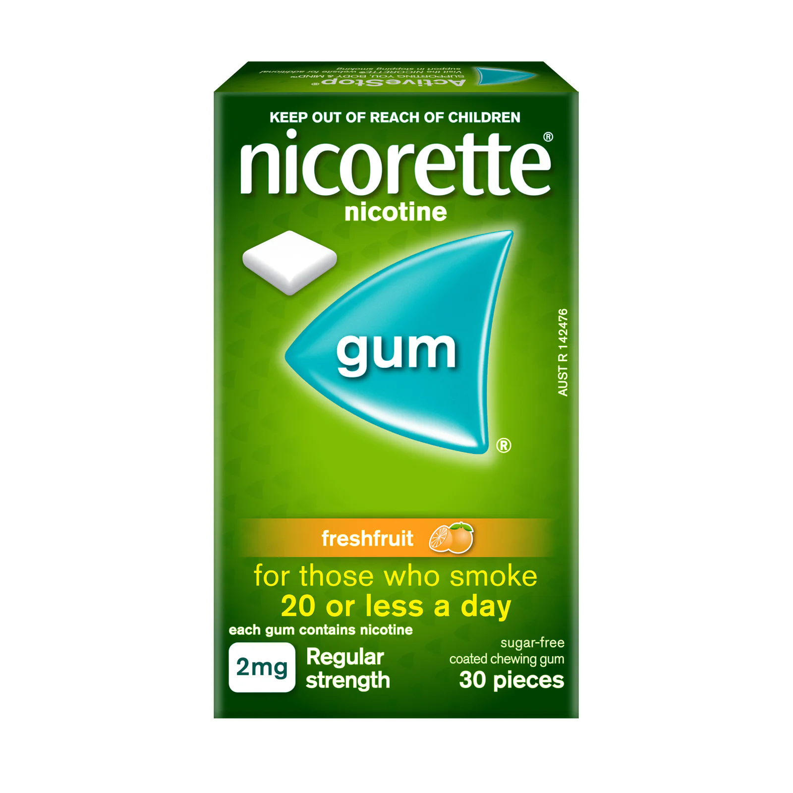 Nicorette Gum Fresh Fruit 2mg - 30 pack