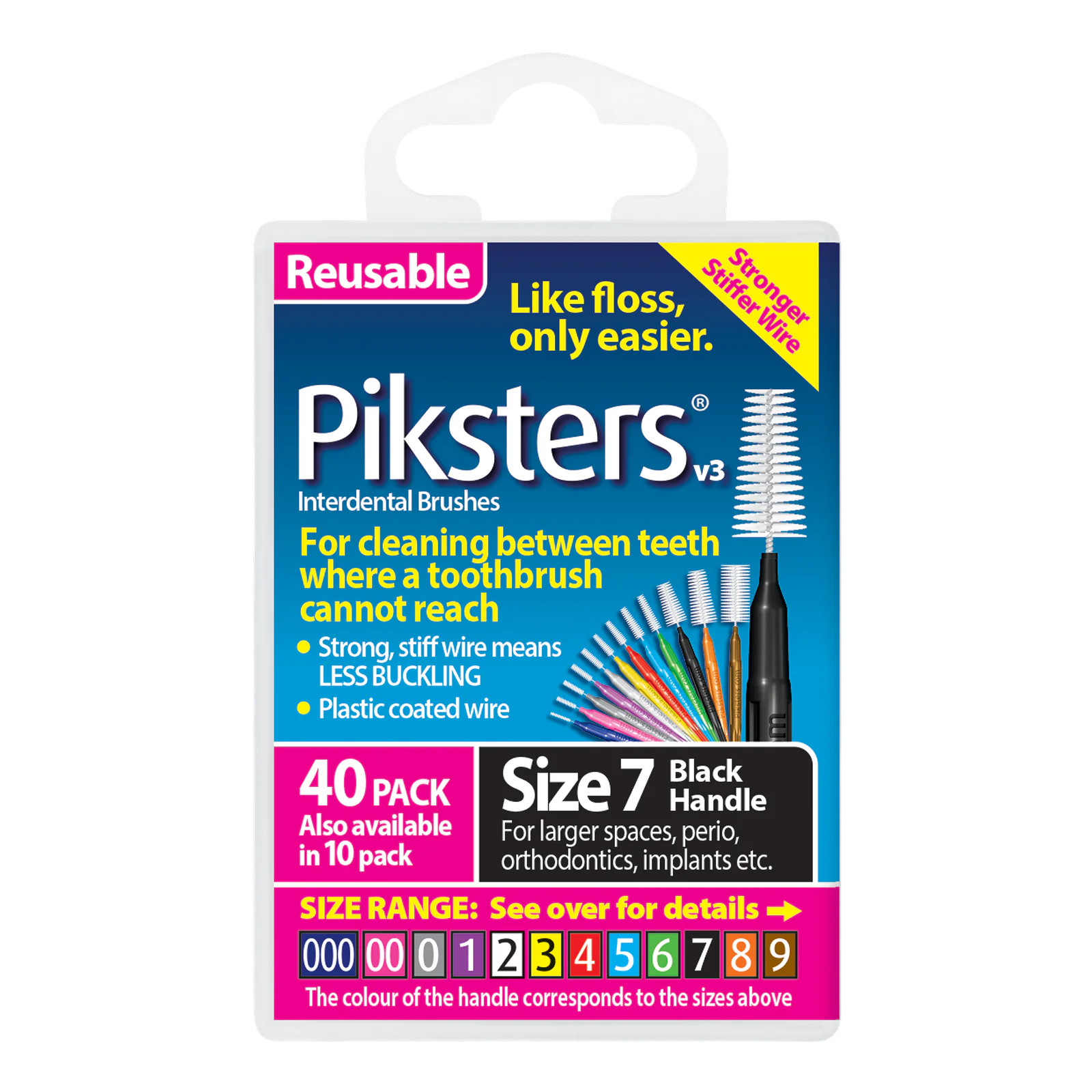 Piksters Interdental Brushes Size 7 Black 40 Pack