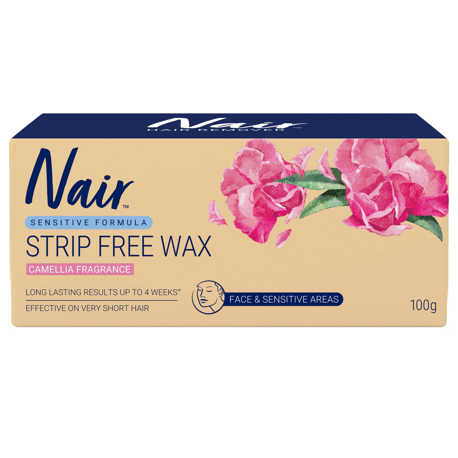 Nair Sensitive Formula Strip Free Wax Camellia 100g