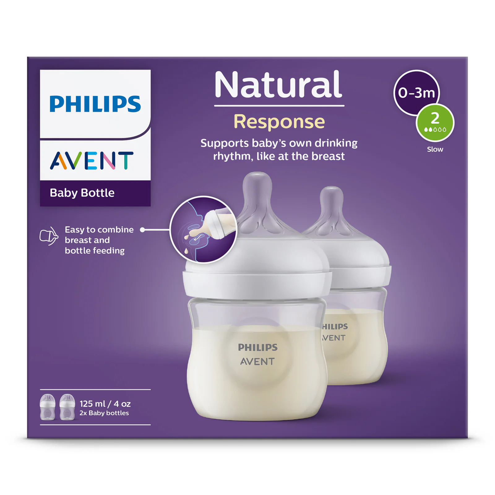 Avent Natural Response Baby Bottles 125ml - 2 packs