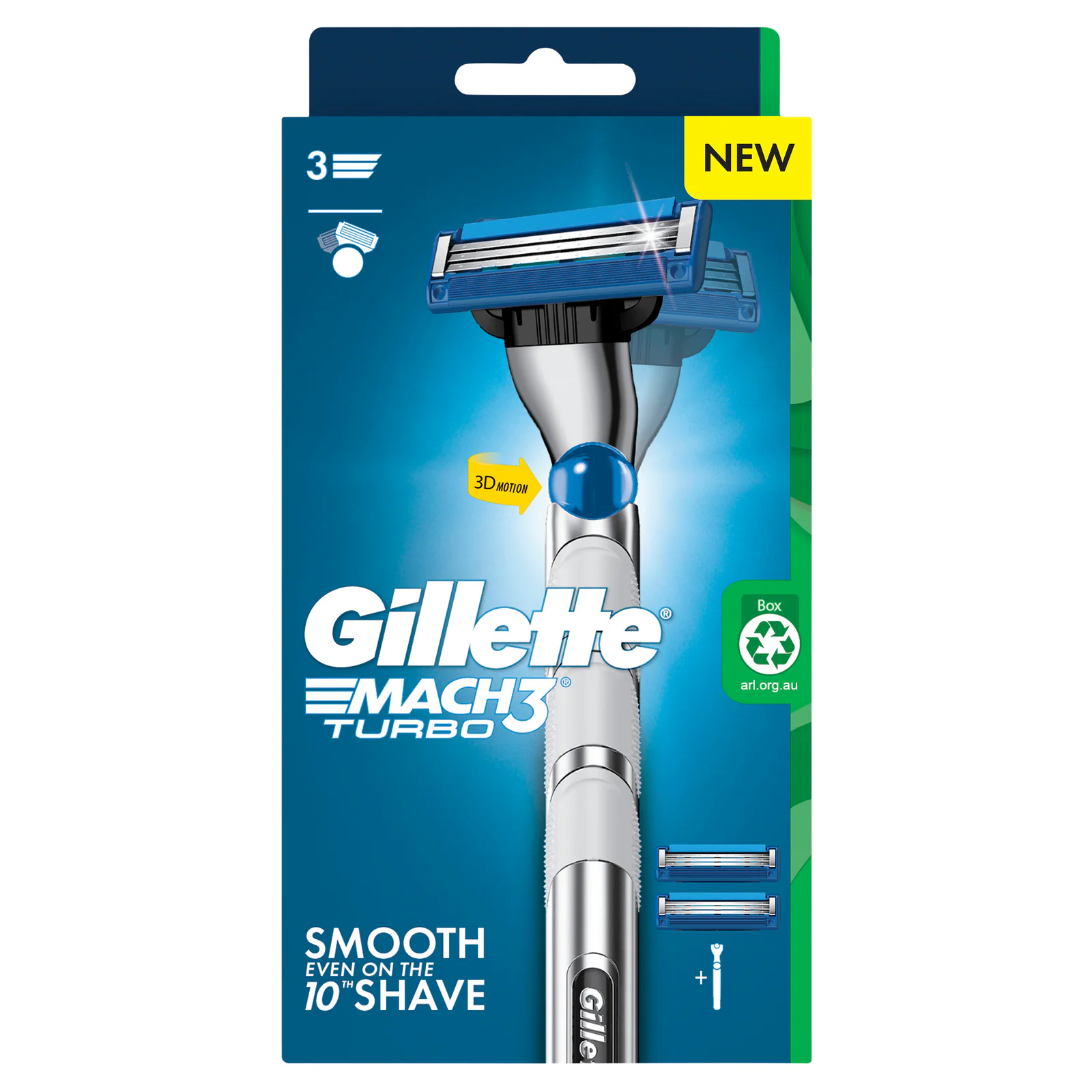Gillette Mach3 Turbo 3D Razor 2 Up 1 pack