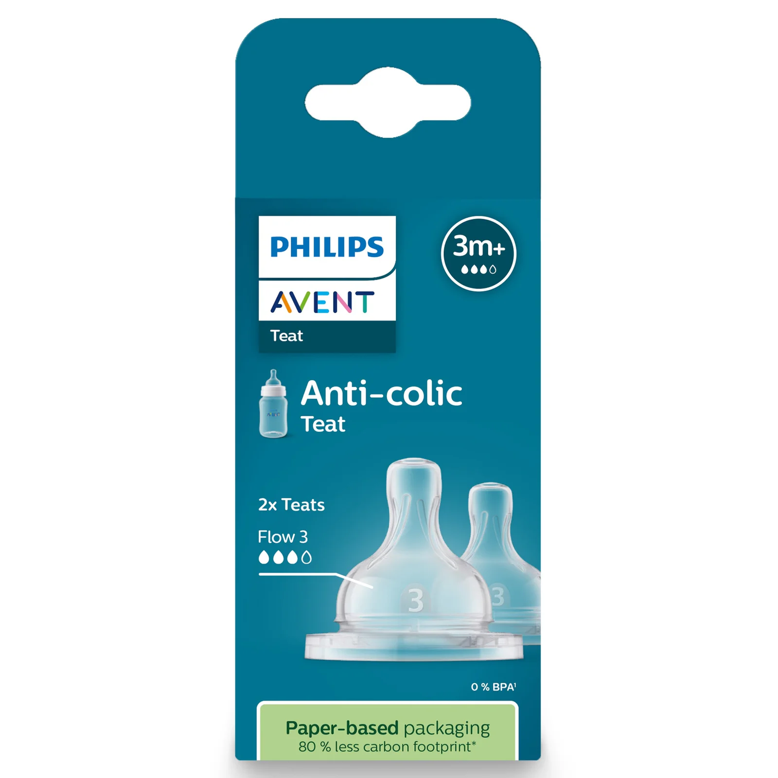Avent Anti-Colic Silicone Teat Medium Flow 3M+ BPA Free 2 pack