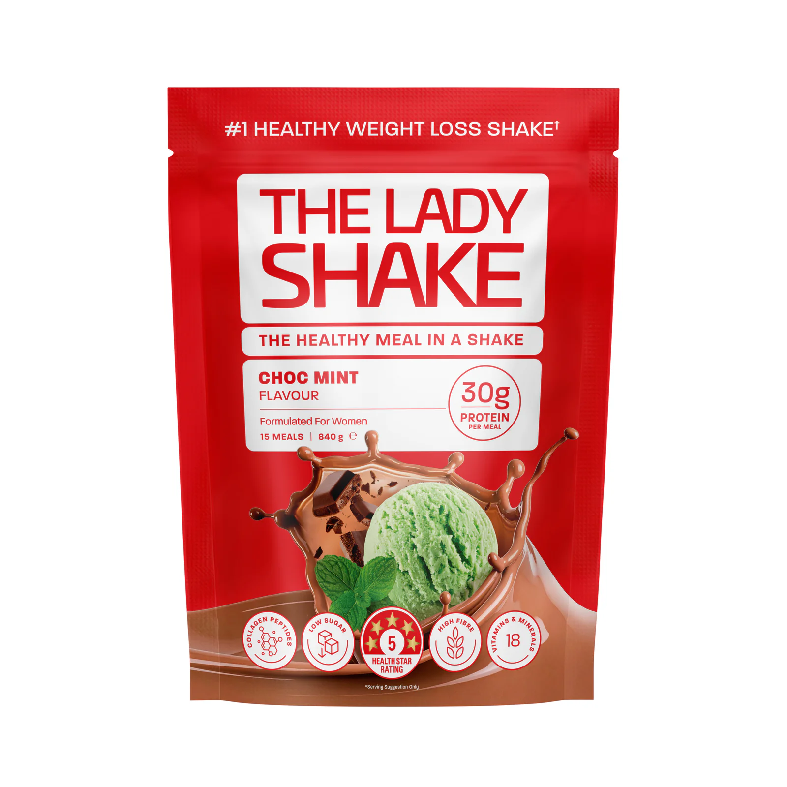 The Lady Shake Meal Replacement Choc Mint 840g