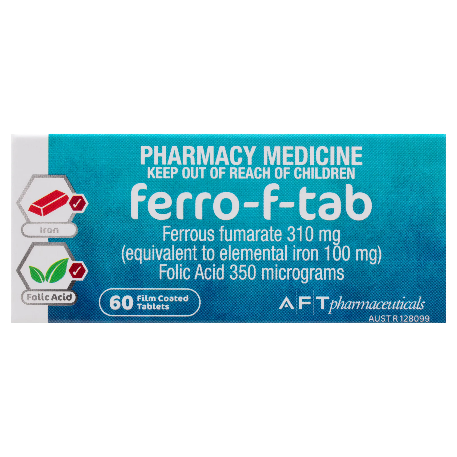 Ferro-F-Tab Iron & Folic Acid - 60 tablets