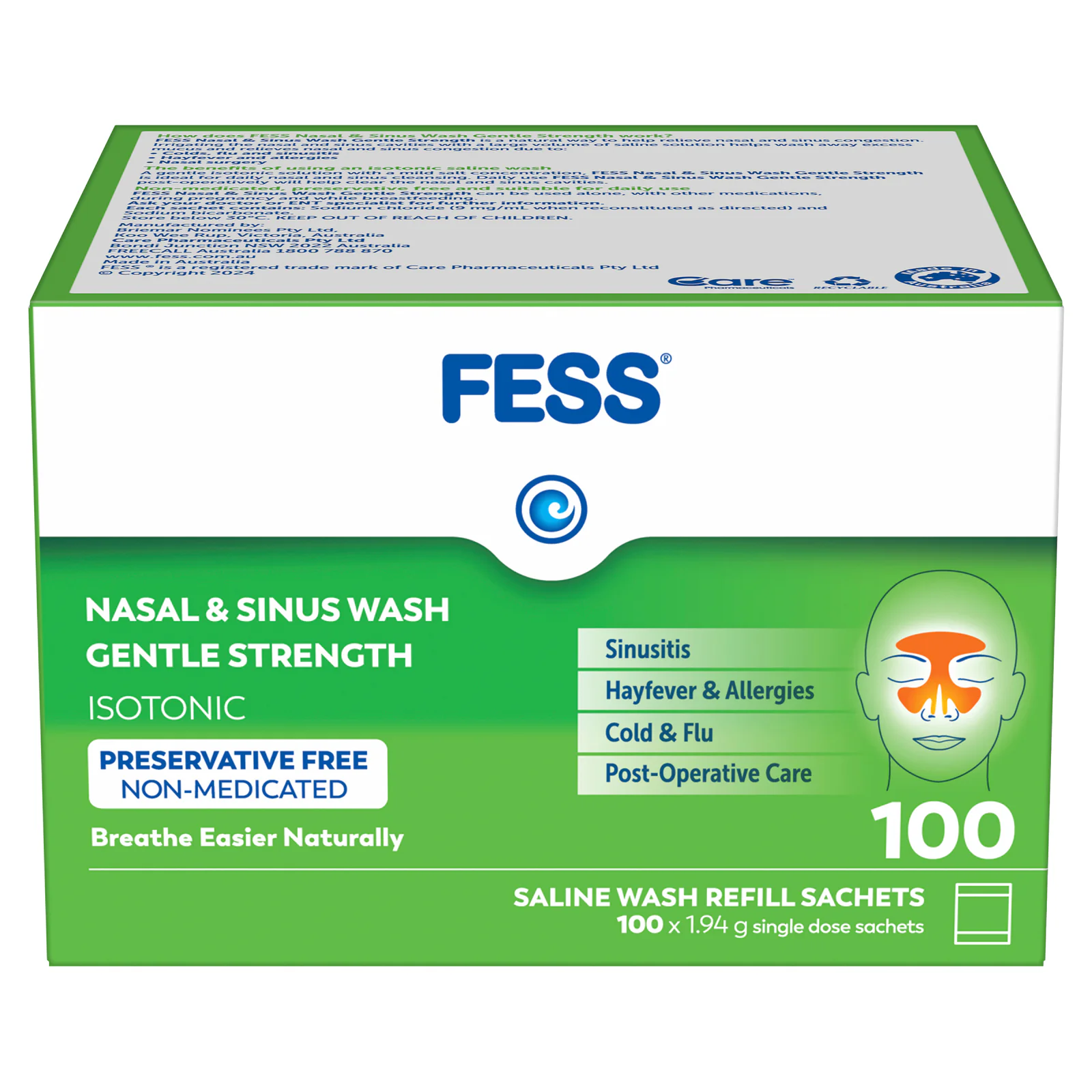 Fess Nasal & Sinus Wash Gentle Strength Refill 100 sachets