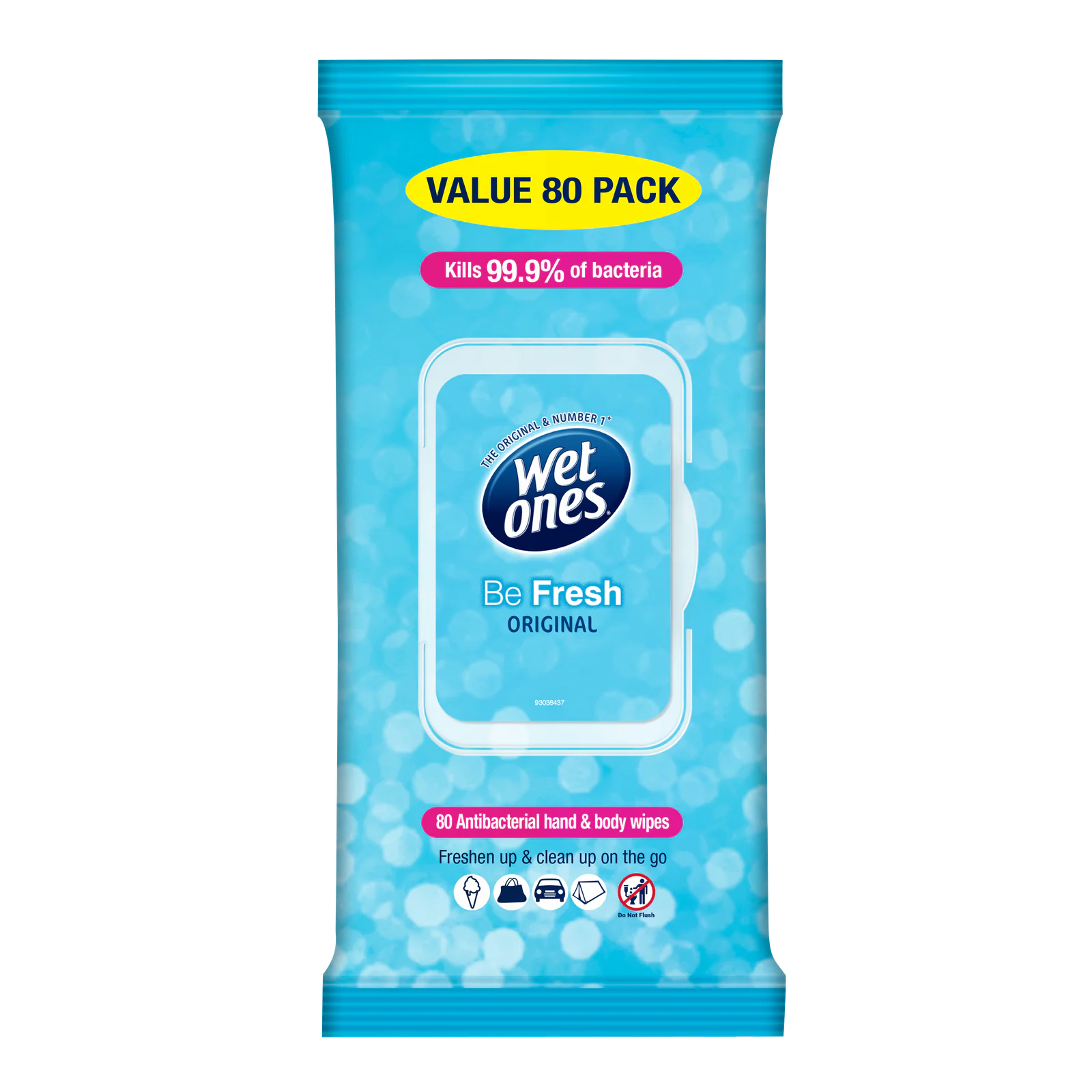 Wet Ones Be Fresh Antibacterial Wipes 80 Pack