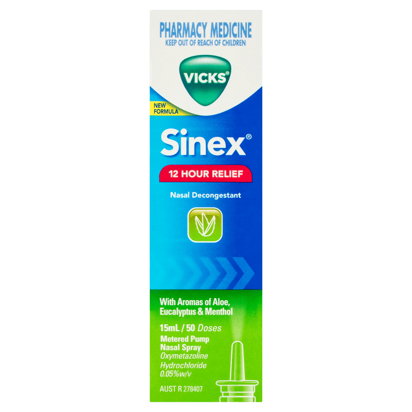 Vicks Sinex Nasal Decongestant Relief With Aloe 15ml