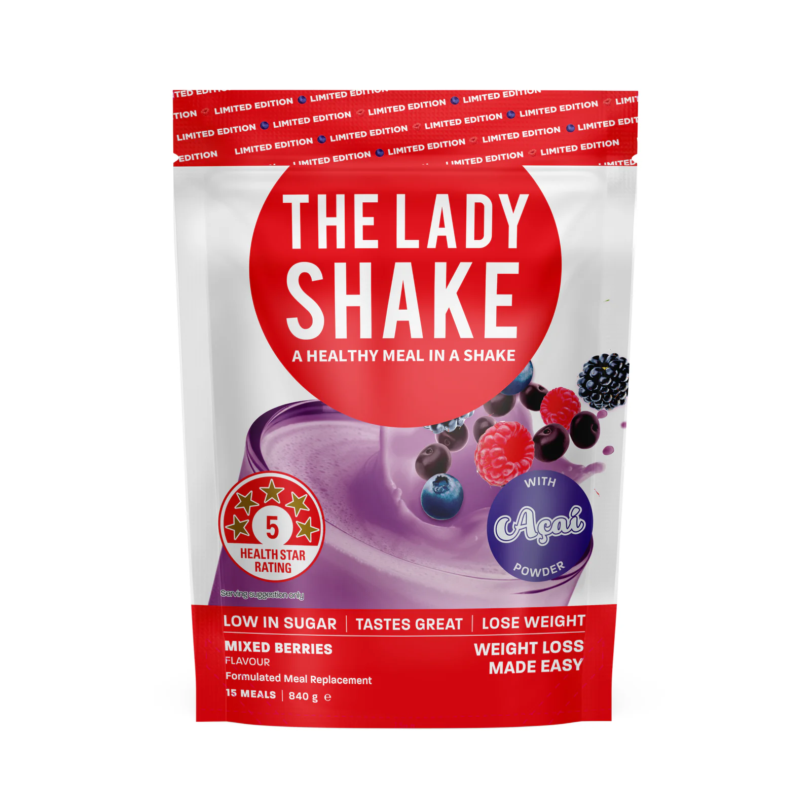 The Lady Shake Meal Replacement Mixed Berries 840g