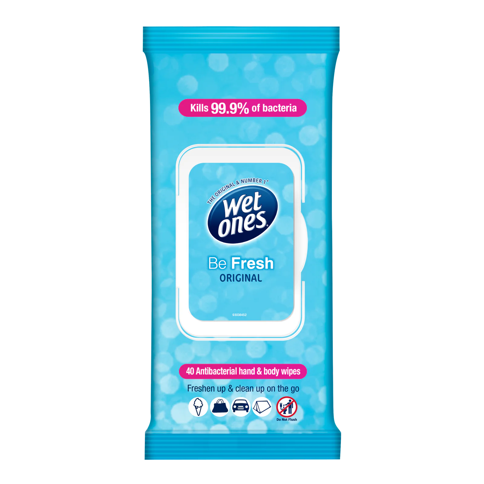 Wet Ones Be Fresh Antibacterial Hand and Body Wipes 40 Pack