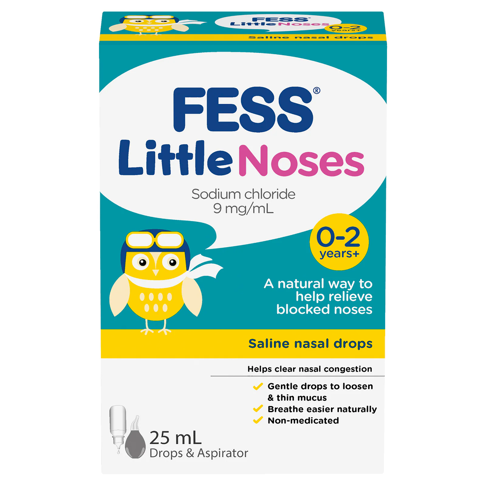 Fess Little Noses Saline Nasal Drops And Aspirator 25ml