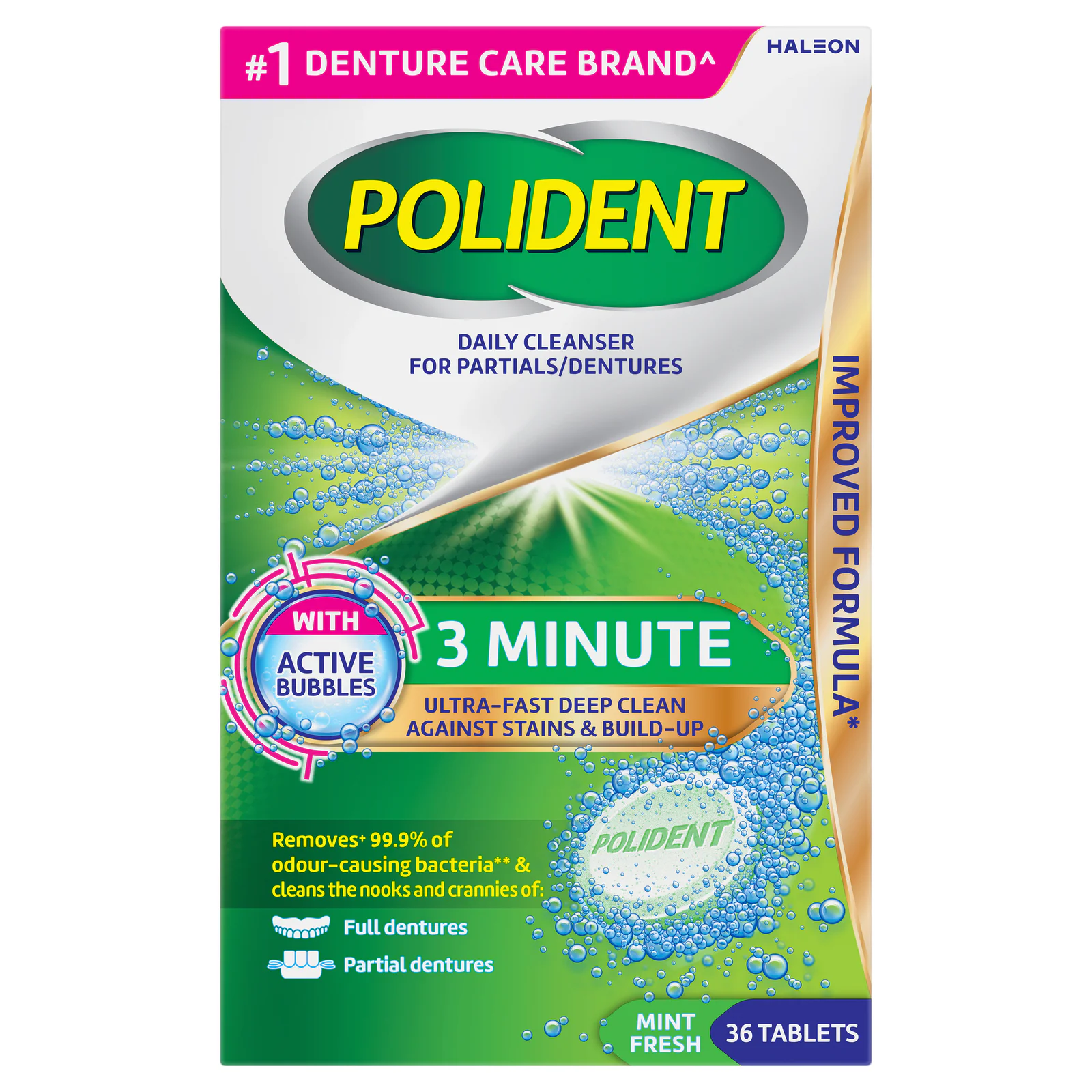 Polident Fresh Active Denture Cleanser 36 tablets