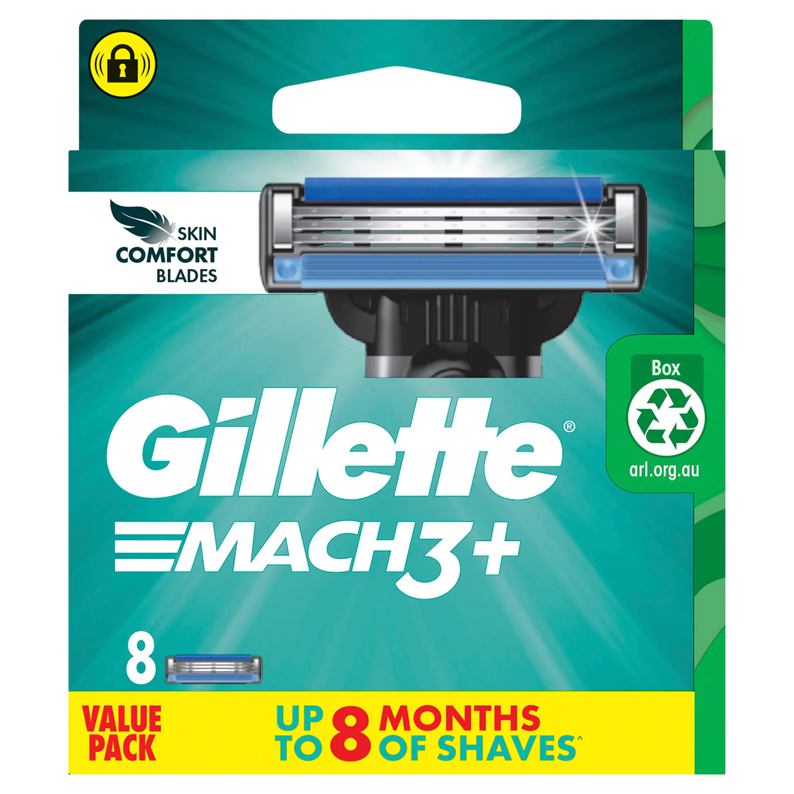 Gillette Mach3+ Replacement Cartridges 8 Pack
