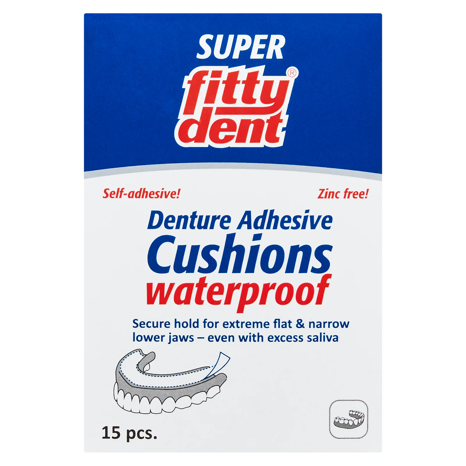 Fittydent Super Lower Denture Adhesive Cushions 15 Pack