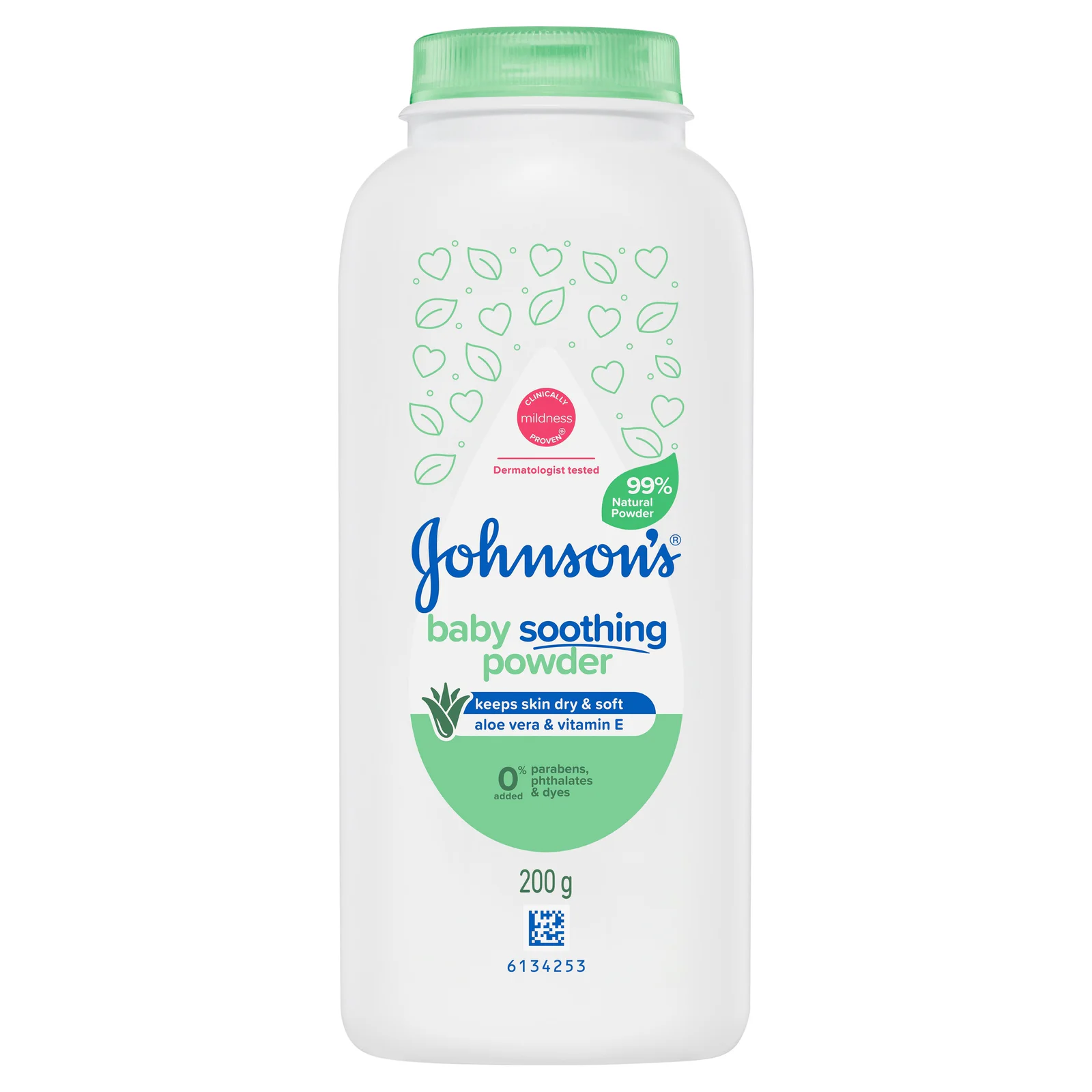Johnson's Baby Pure Cornstarch Aloe & Vitamin E Soothing Baby Powder 200g