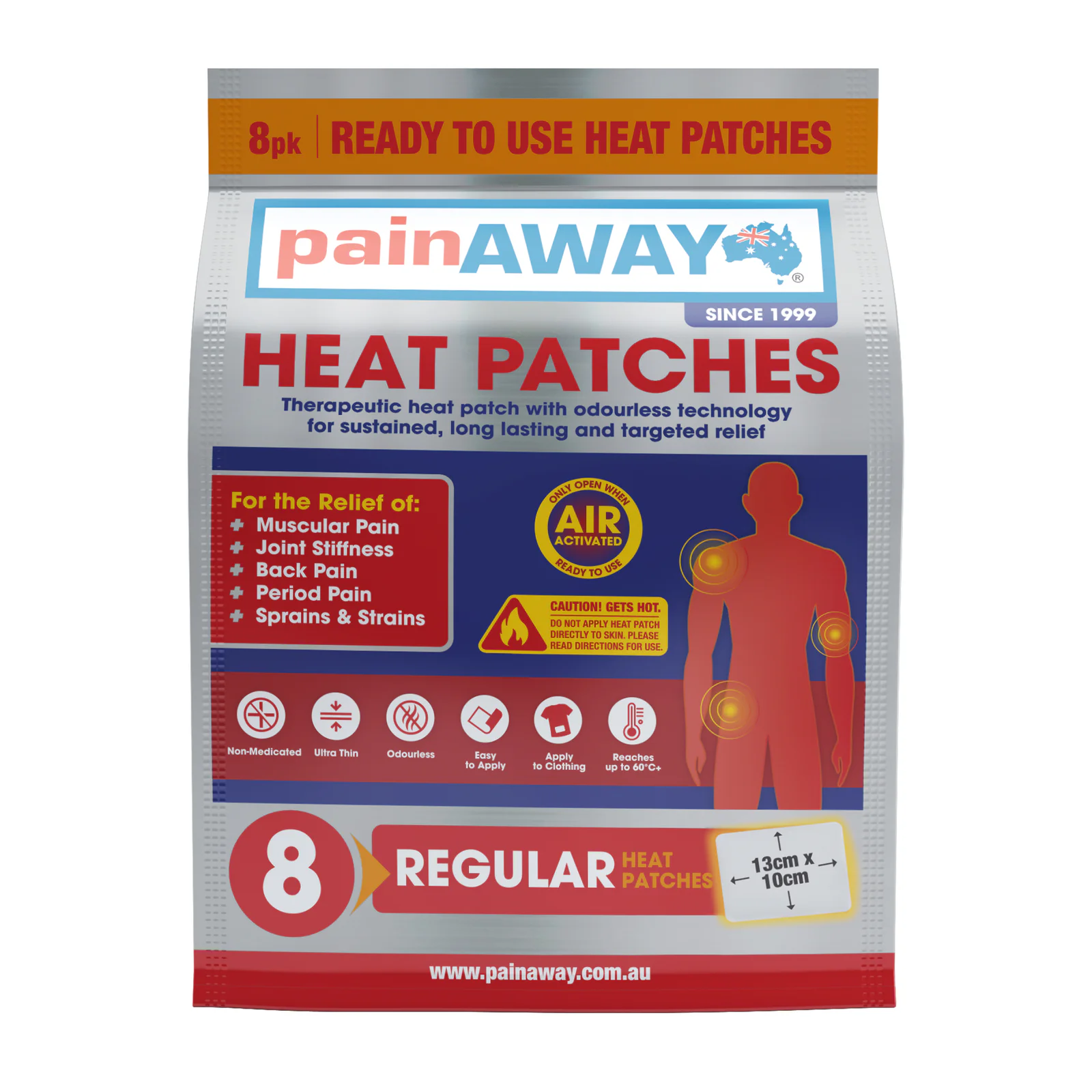 Pain Away Heat Patches Regular 8 pack