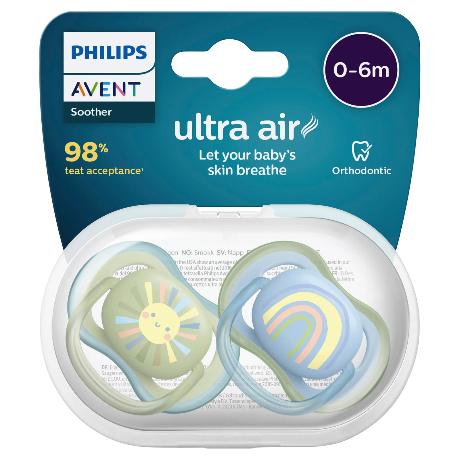 Avent Ultra Air Soother 0-6 Months Deco Mixed 2 pack