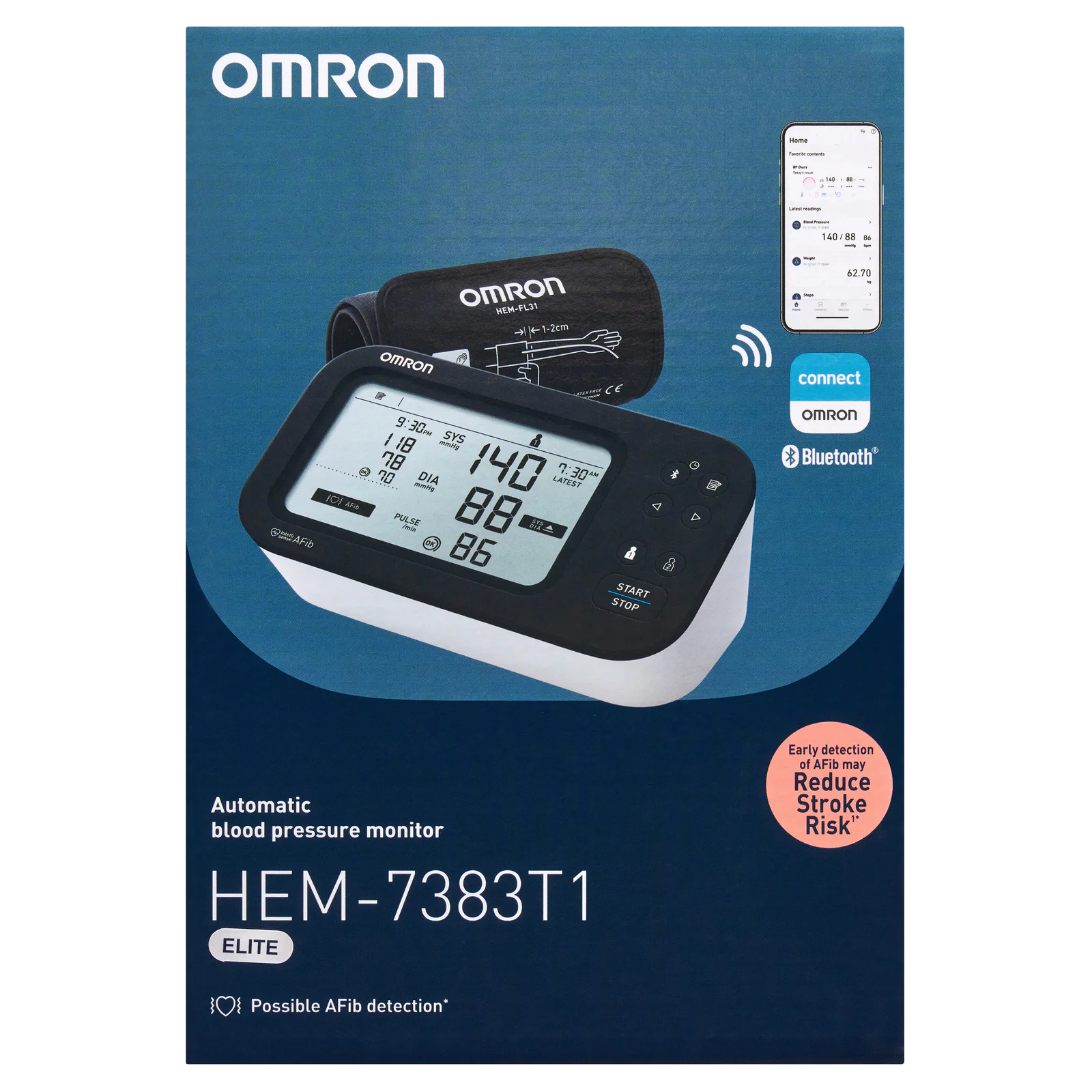 Omron Elite Blood Pressure Monitor Hem7383T1 1 each