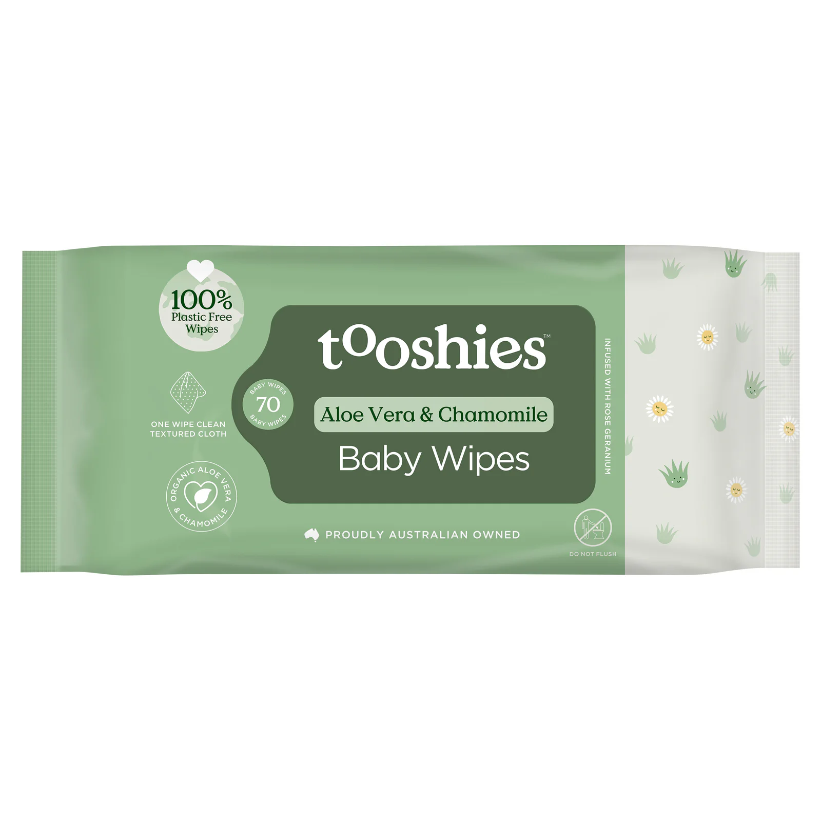 Tooshies Biodegradable Baby Wipes Aloe Vera & Chamomile 70 Pack