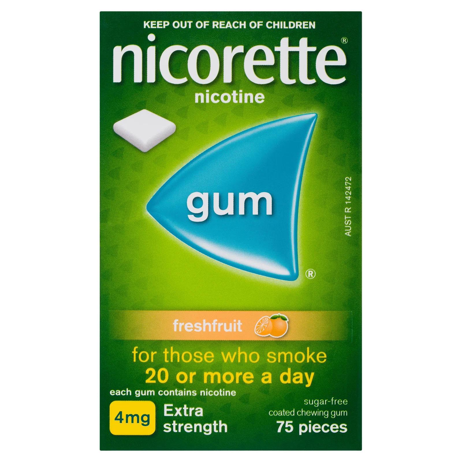 Nicorette Gum Freshfruit 4mg  75 pieces