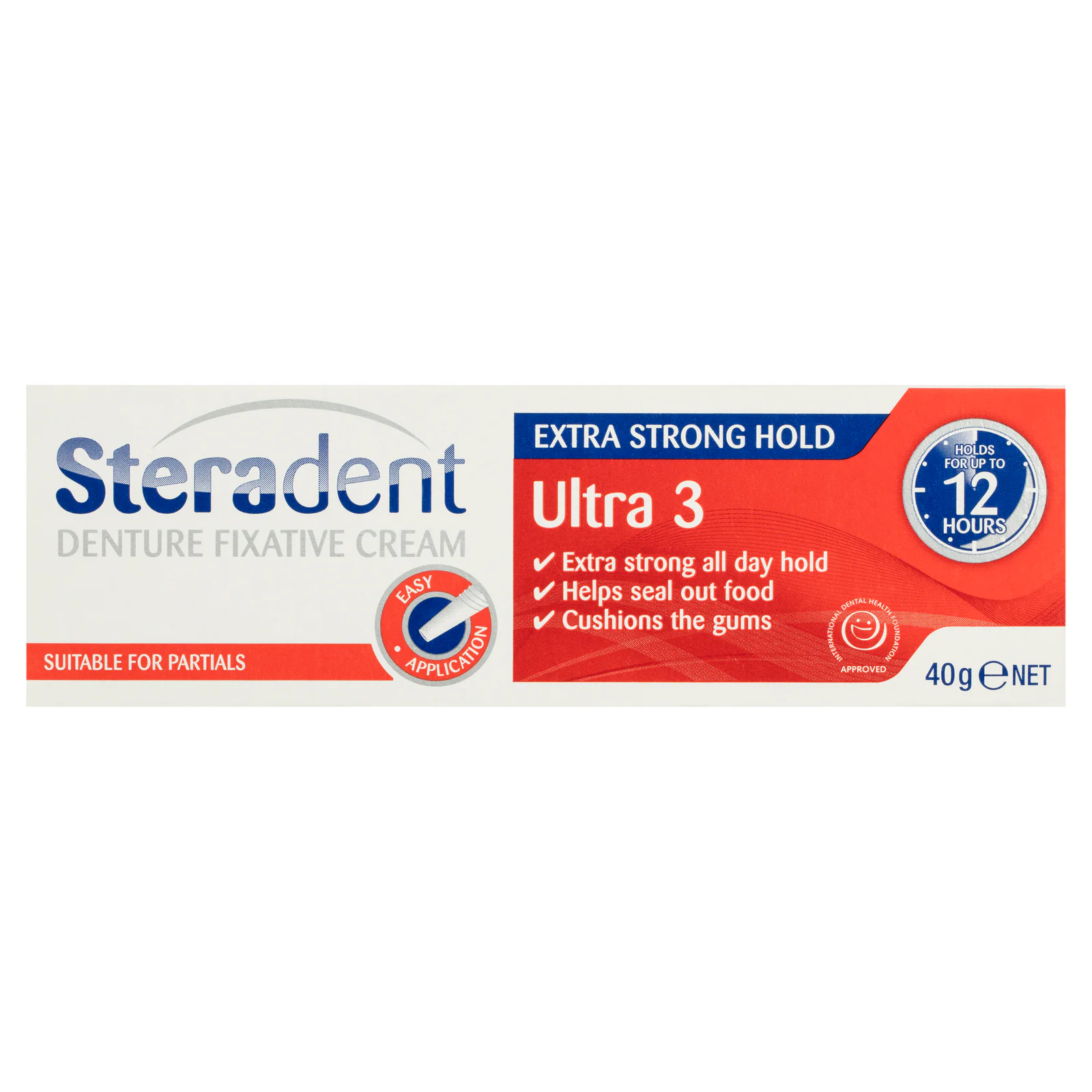 Steradent Ultra 3 Denture Fixative Cream Extra Strong Hold 40g