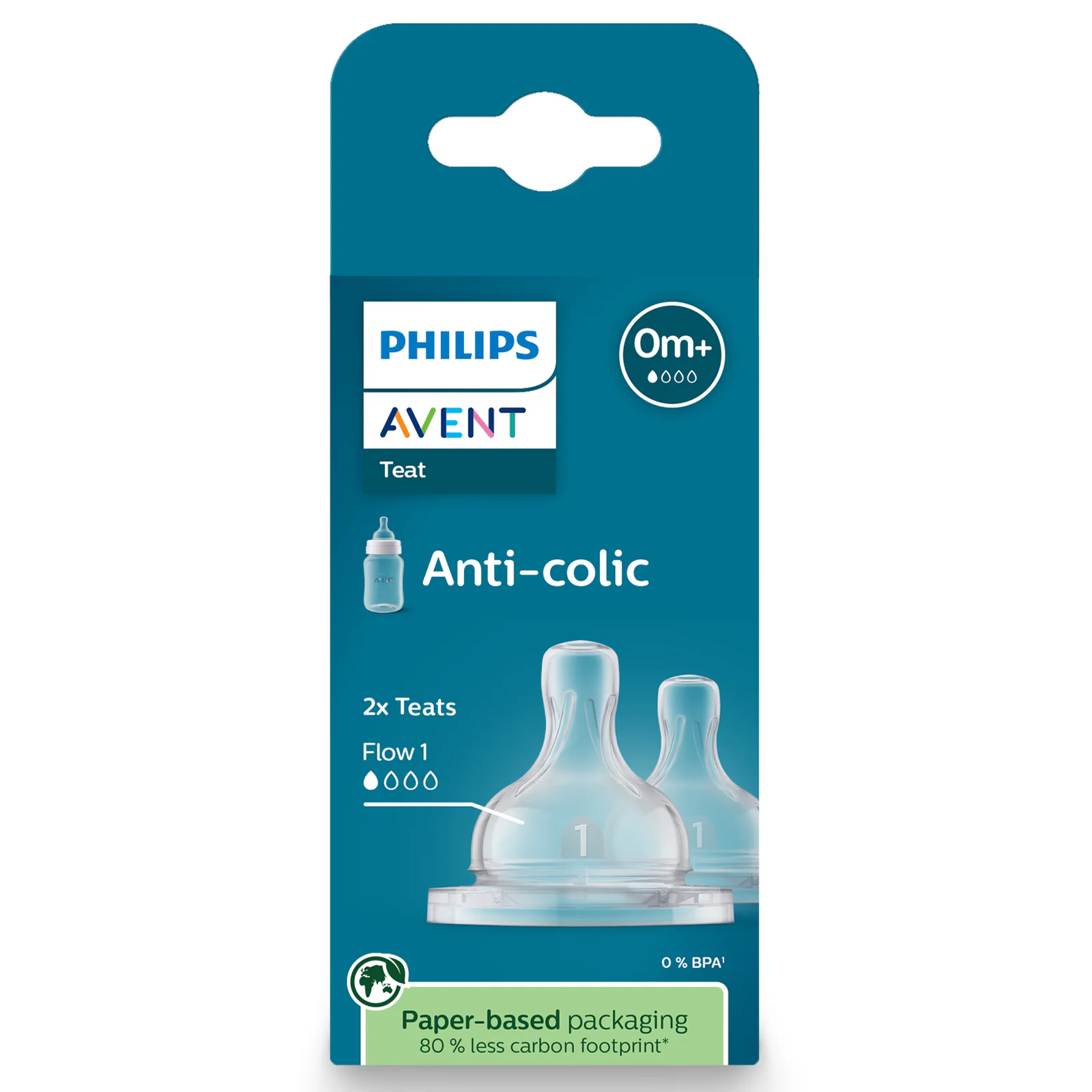 Avent Anti-Colic Silicone Teat Newborn 0M+ BPA Free 2 pack