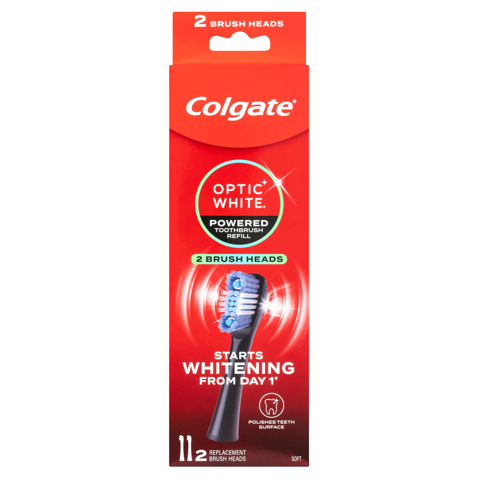 Colgate Optic White Powered Toothbrush Refill Soft 2 Pack