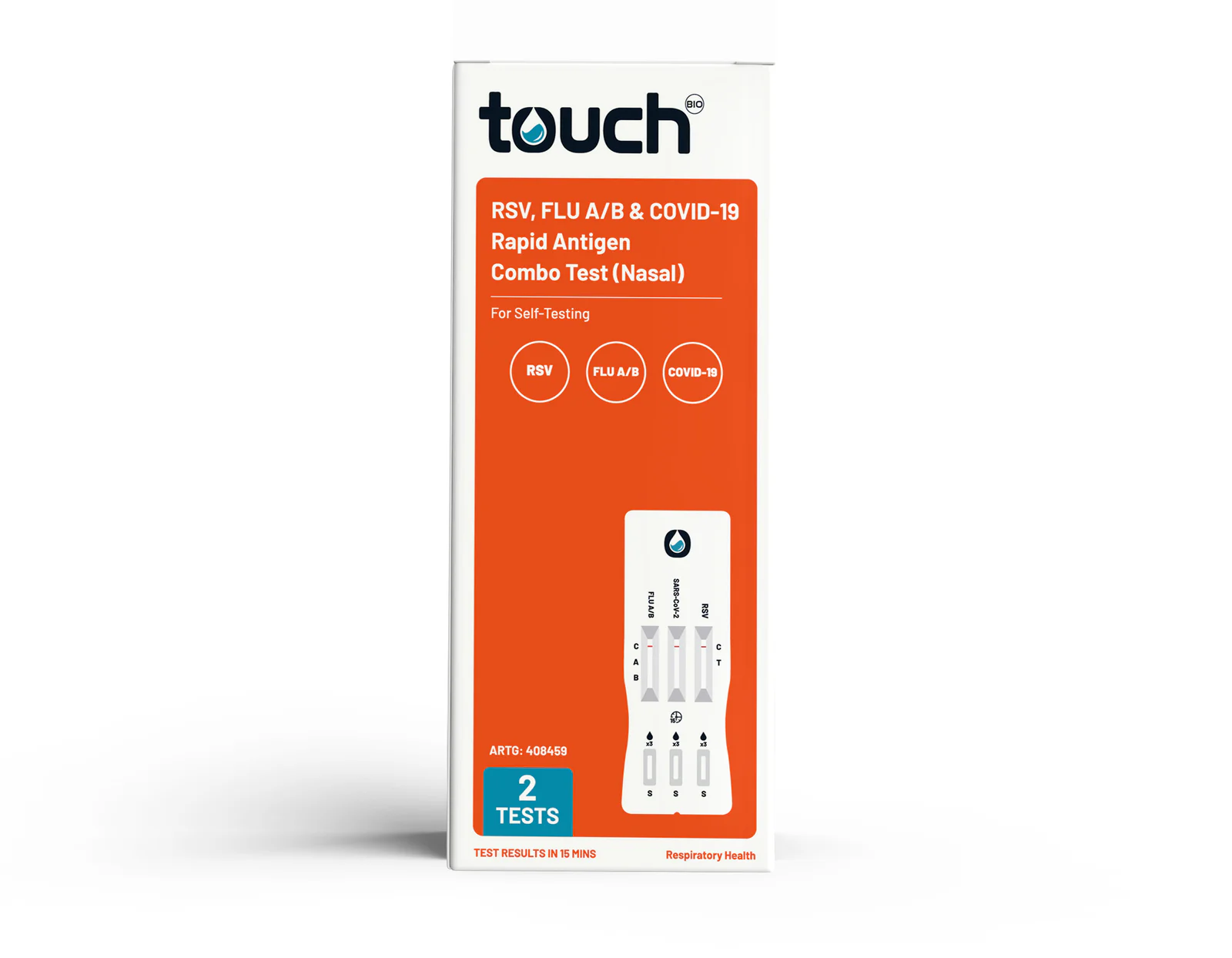 TouchBio RSV, Flu A/B & COVID-19 Rapid Antigen Self-Testing Kit 2 pack