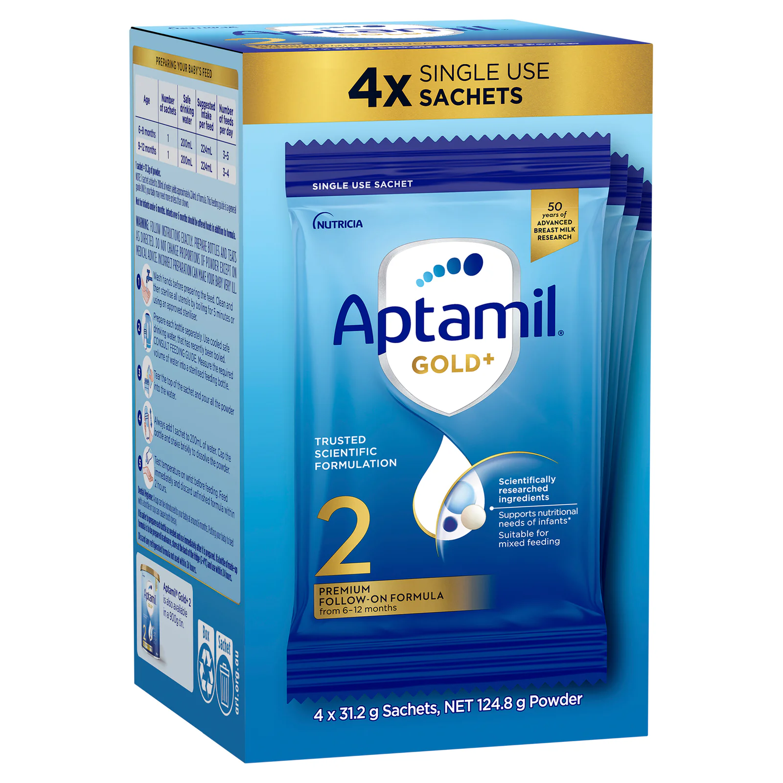 Aptamil Gold Formula 31.2g Stage 2 - 4 sachets