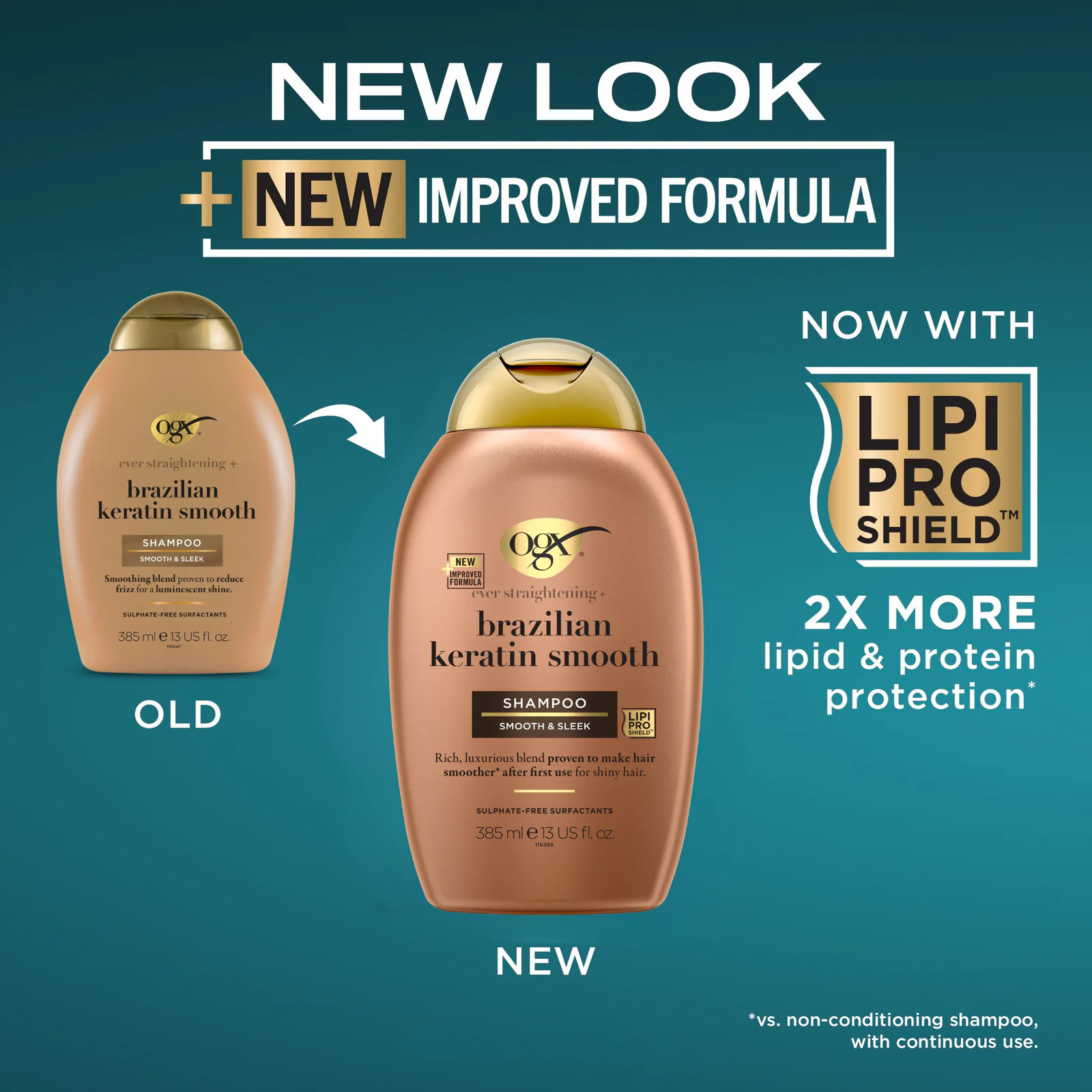 OGX Brazilian Keratin Therapy Ever Straight Shampoo 385ml