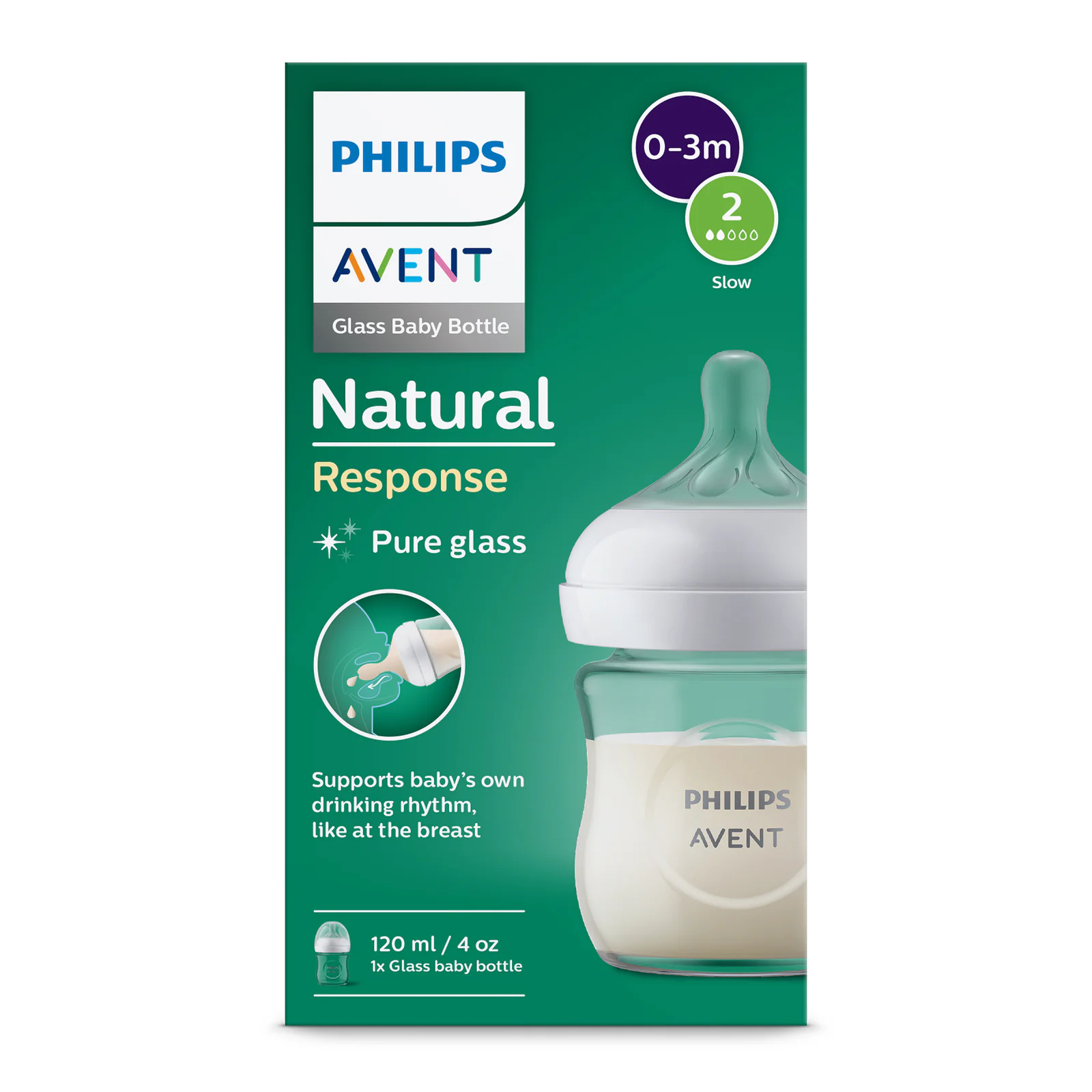 Avent Natural Response Glass Baby Bottle 1 pack