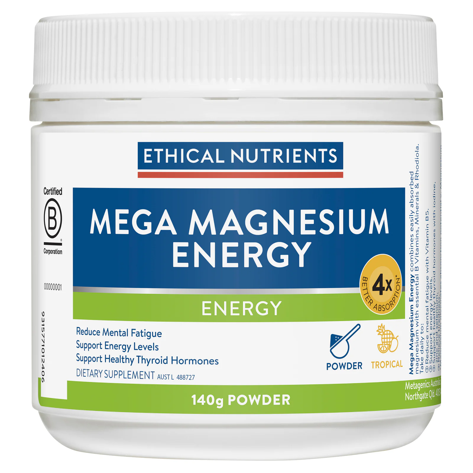 Ethical Nutrients Mega Magnesium Energy 140g