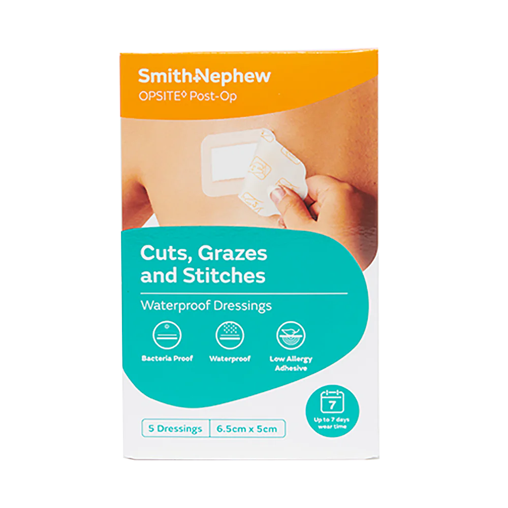 Opsite Post-Op Waterproof Barrier Dressing 6.5cm X 5cm - 5 pack