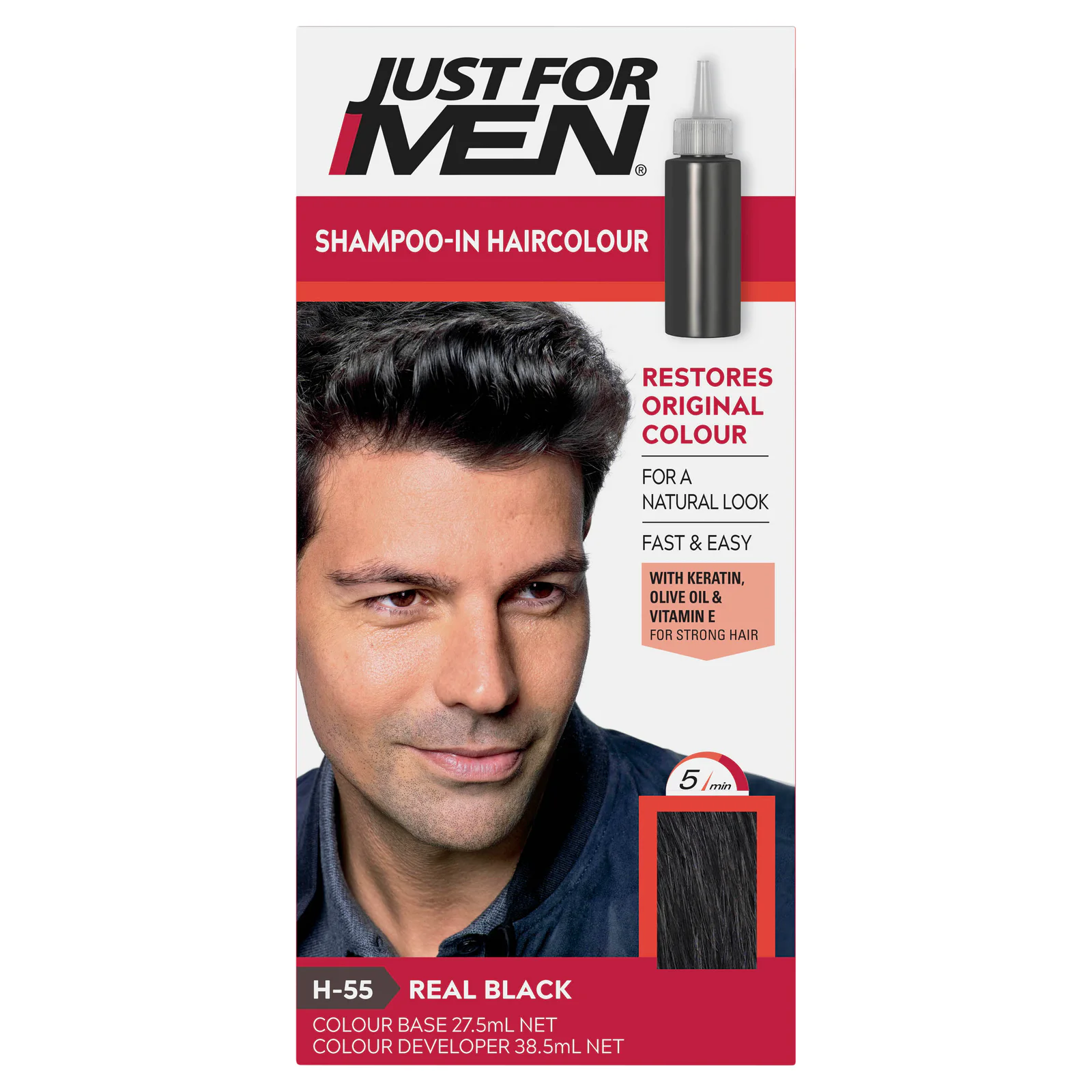 Just For Men Shampoo-In Haircolour Natural Real Black 1 pack