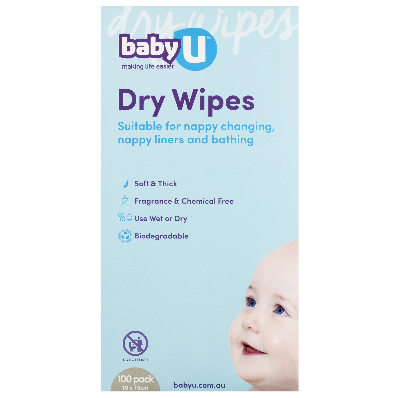 babyU Dry Wipes 100 Pack