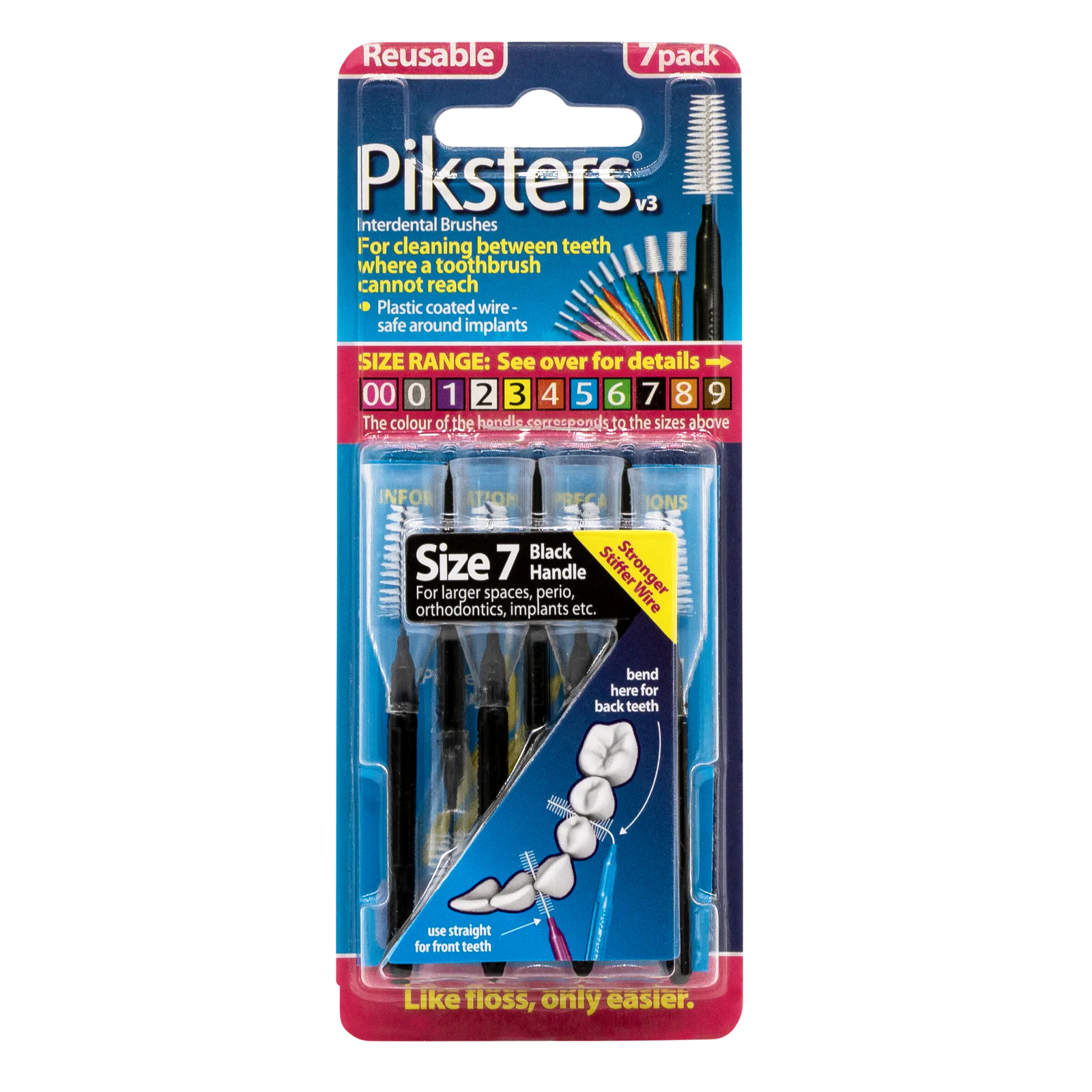 Piksters Interdental Brushes Size 7 Black 7 Pack
