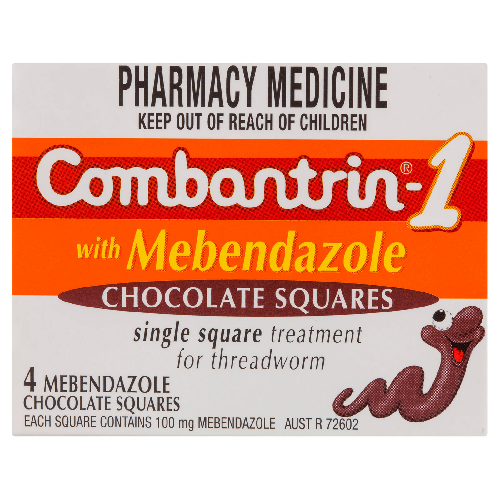 Combantrin 1 With Mebendazole Chocolate Squares 4 tablets