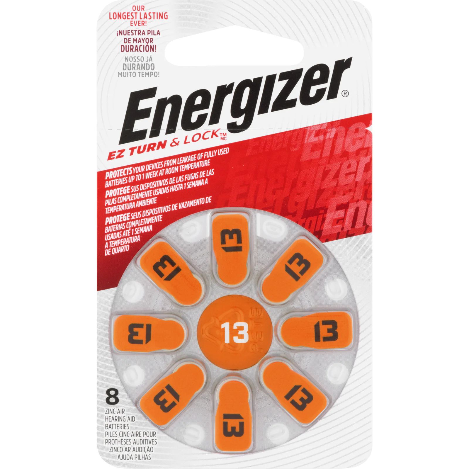 Energizer Battery Hearing Aid Twist & Lock AZ13 - 8 pack