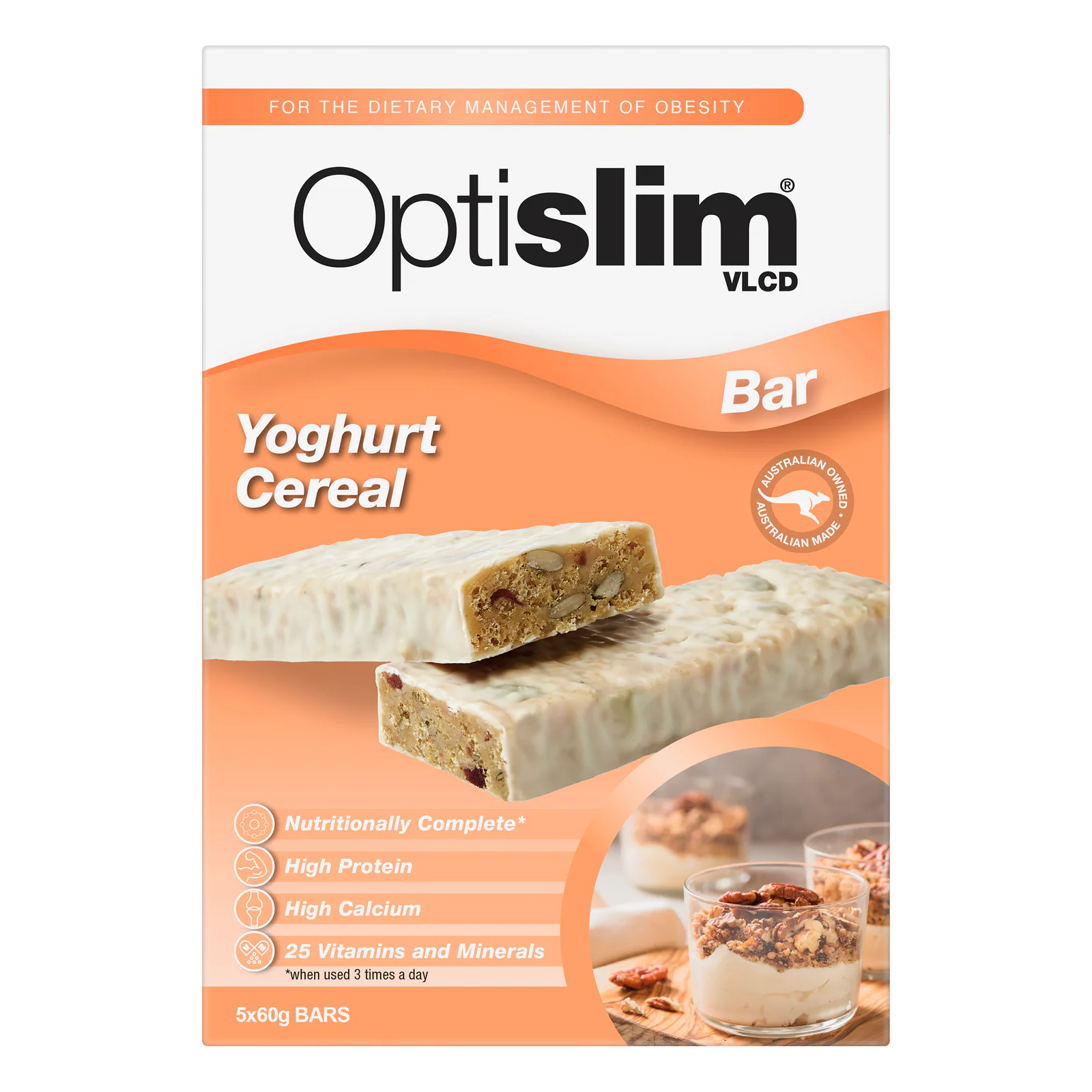 Optislim VLCD Yoghurt Cereal Bar 5 x 60g