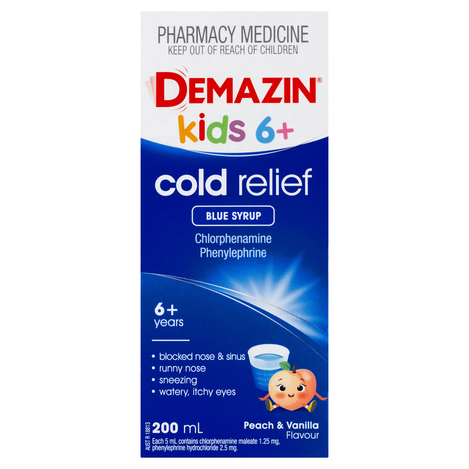 Demazin Cold Relief Blue Syrup 6 Years - Adult 200ml