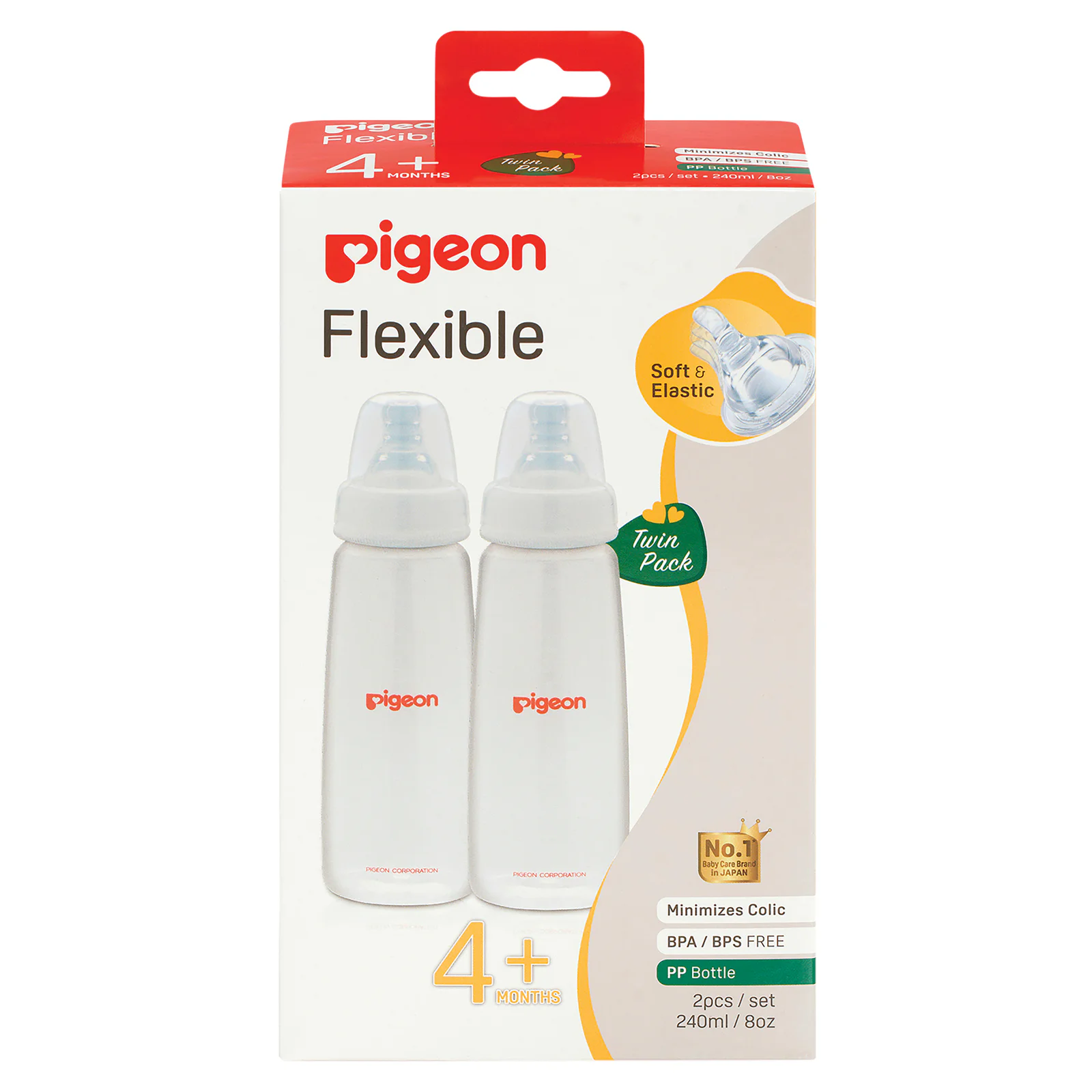 Pigeon Slim Neck Bottle 240ml (PP) 2 pack